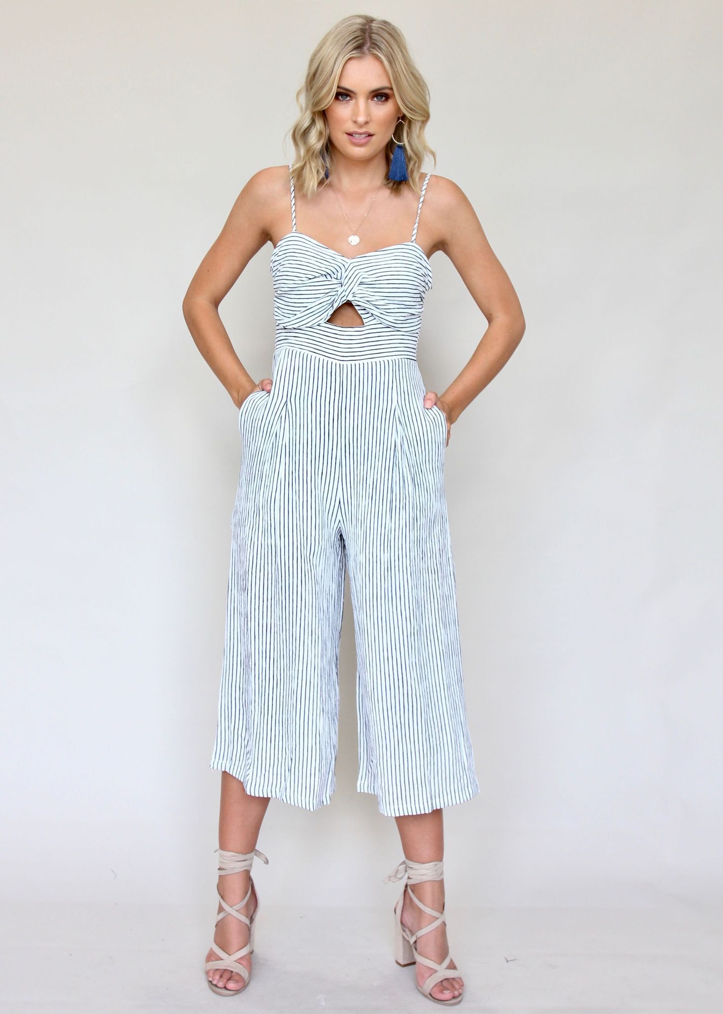 Romara Pantsuit - Navy Stripe