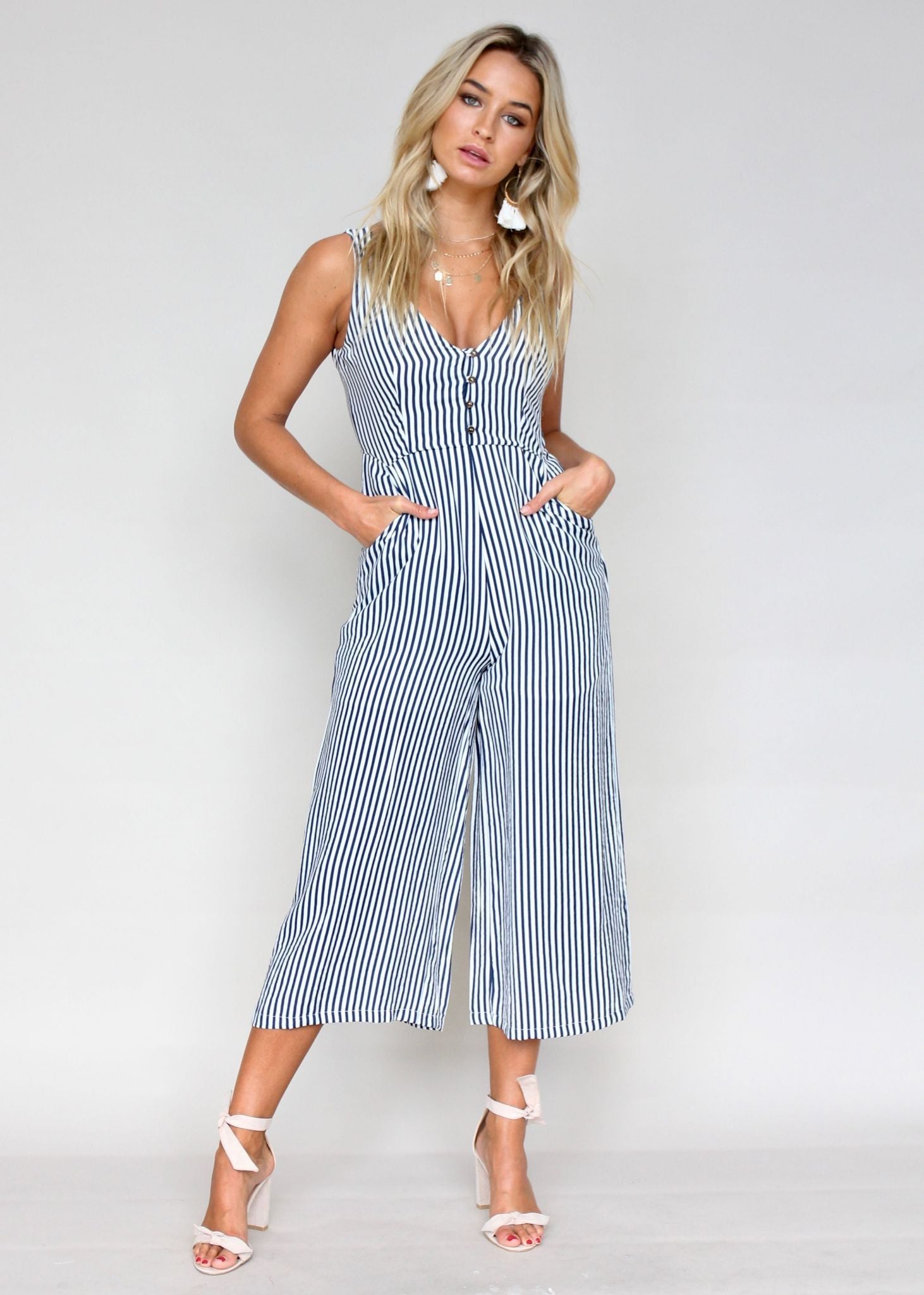Boderie Pantsuit - Navy Stripe
