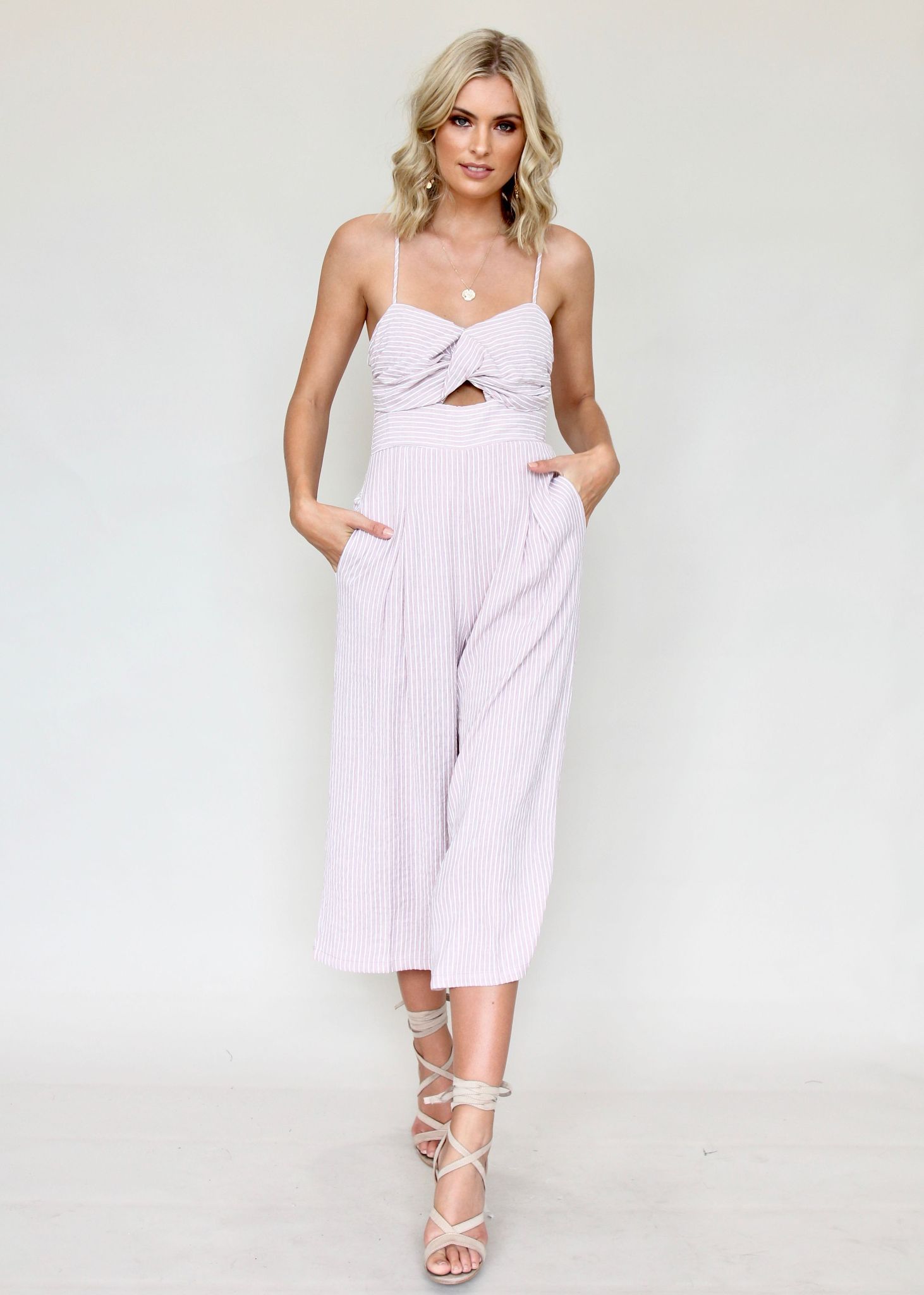 Romara Pantsuit - Mauve Stripe