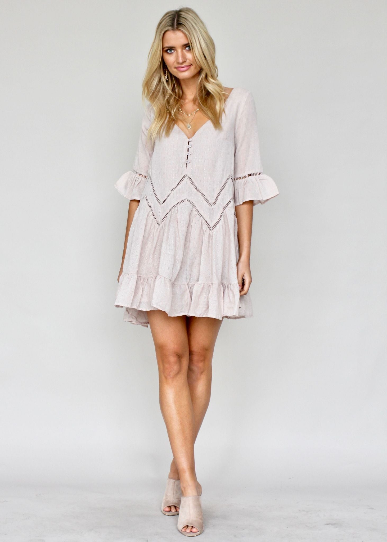 Crave More Swing Dress - Beige