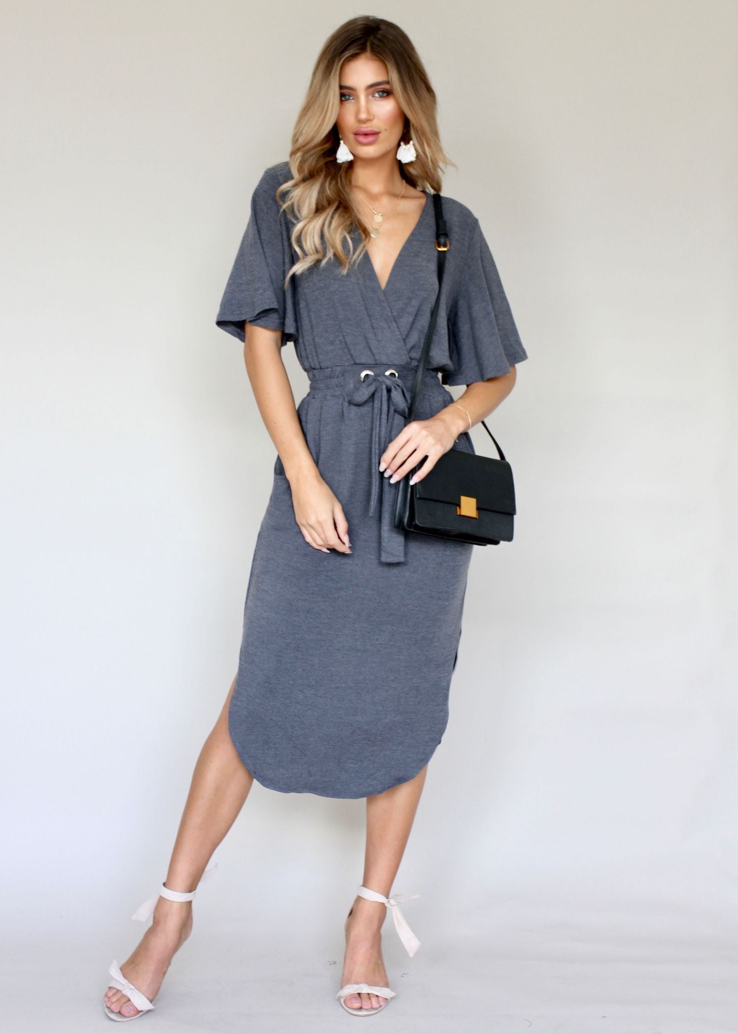 Run & Tell Midi Dress - Charcoal