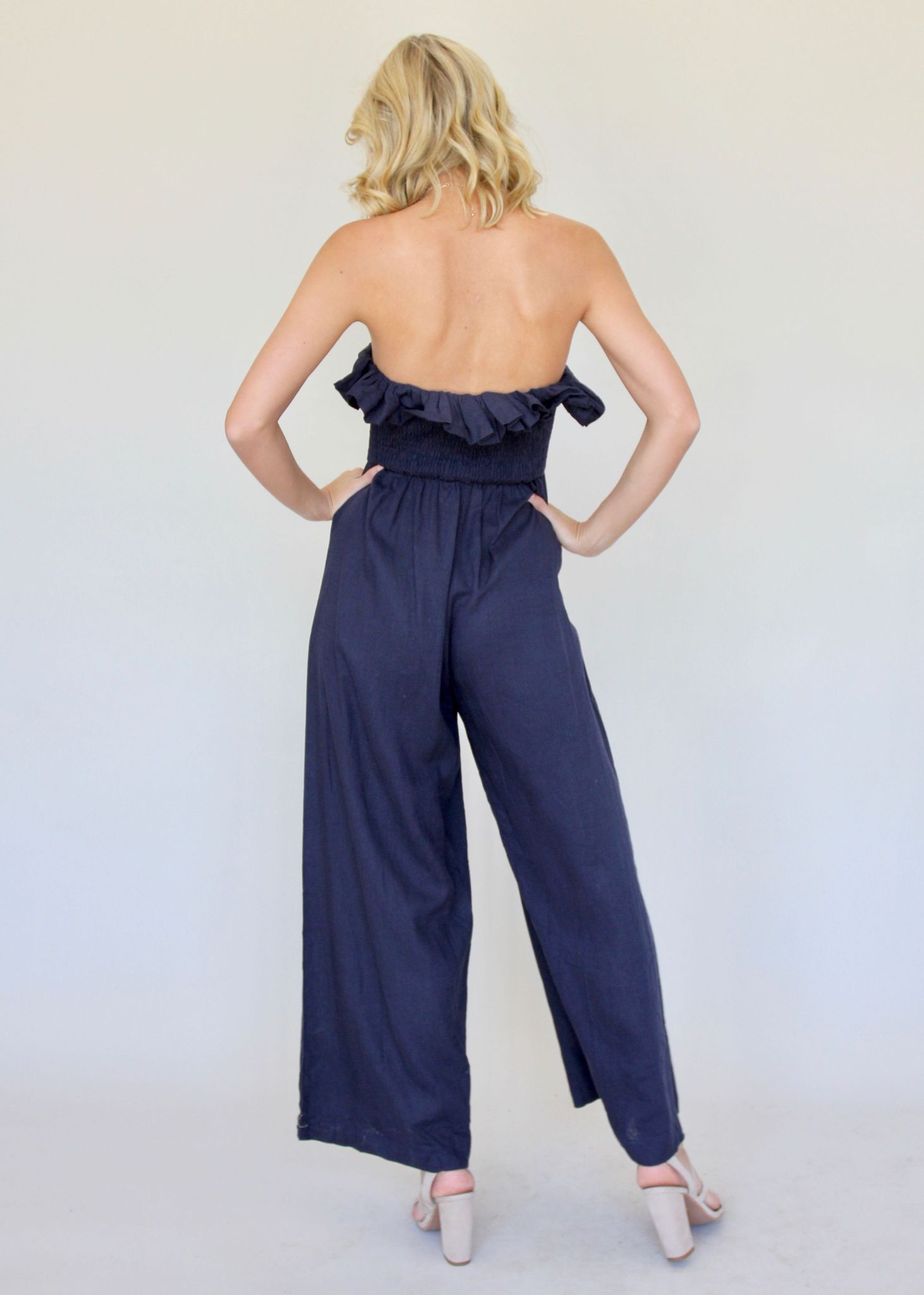 Remora Strapless Pantsuit - Navy