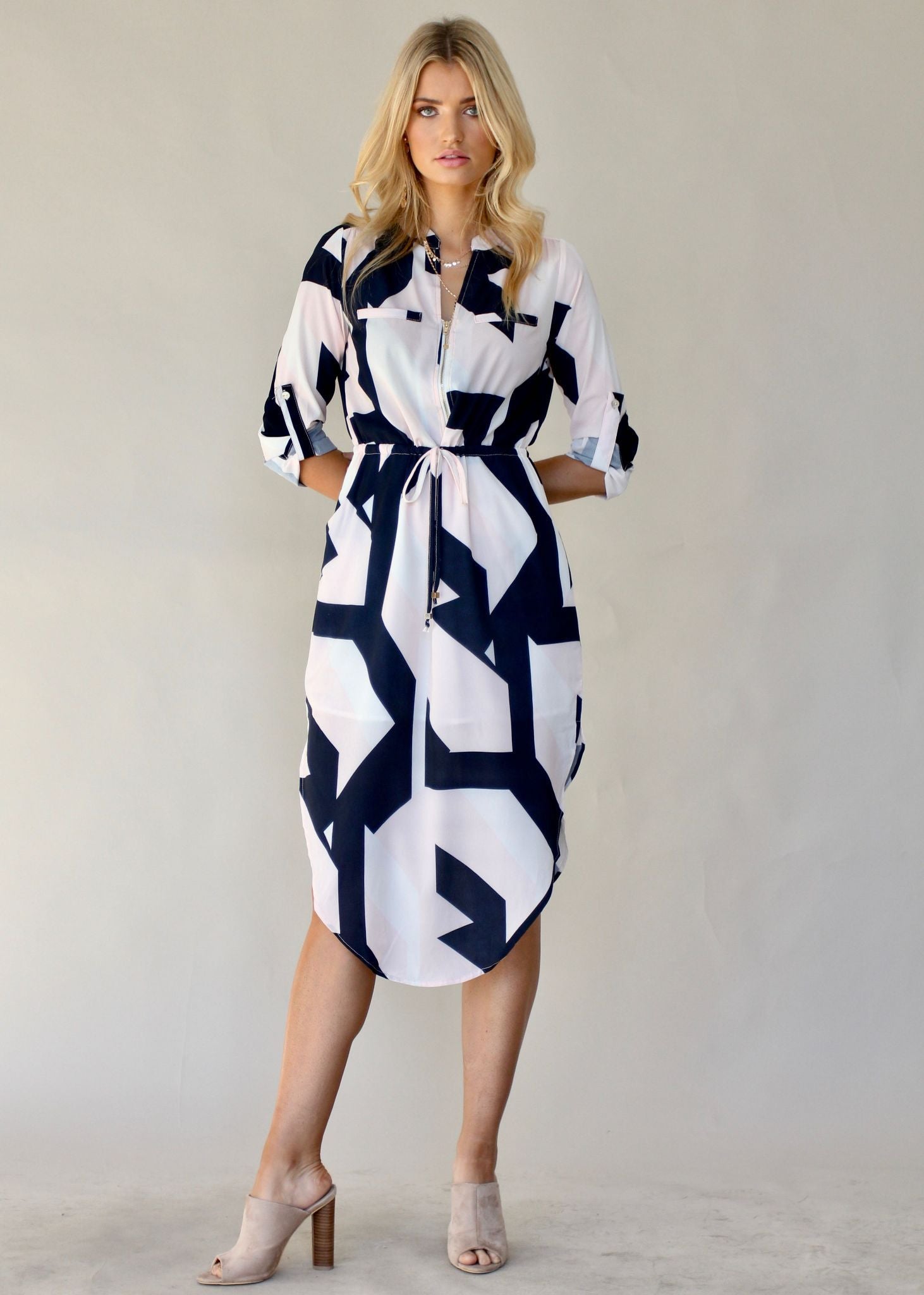 Let Me Lead Midi Dress - Geo