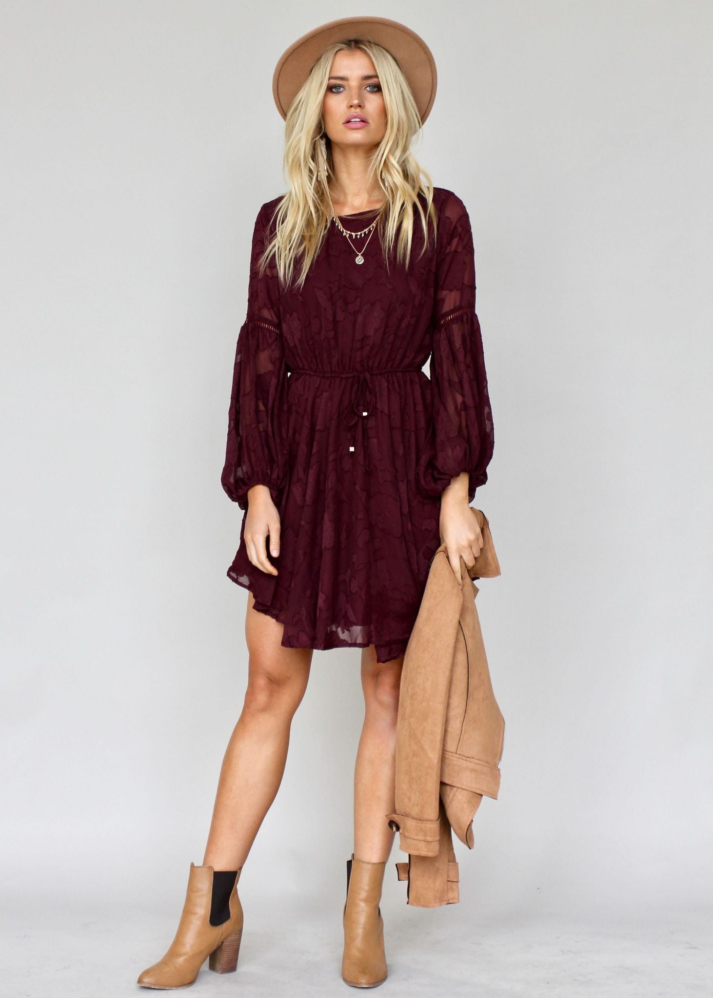 Rosita Swing Dress - Wine