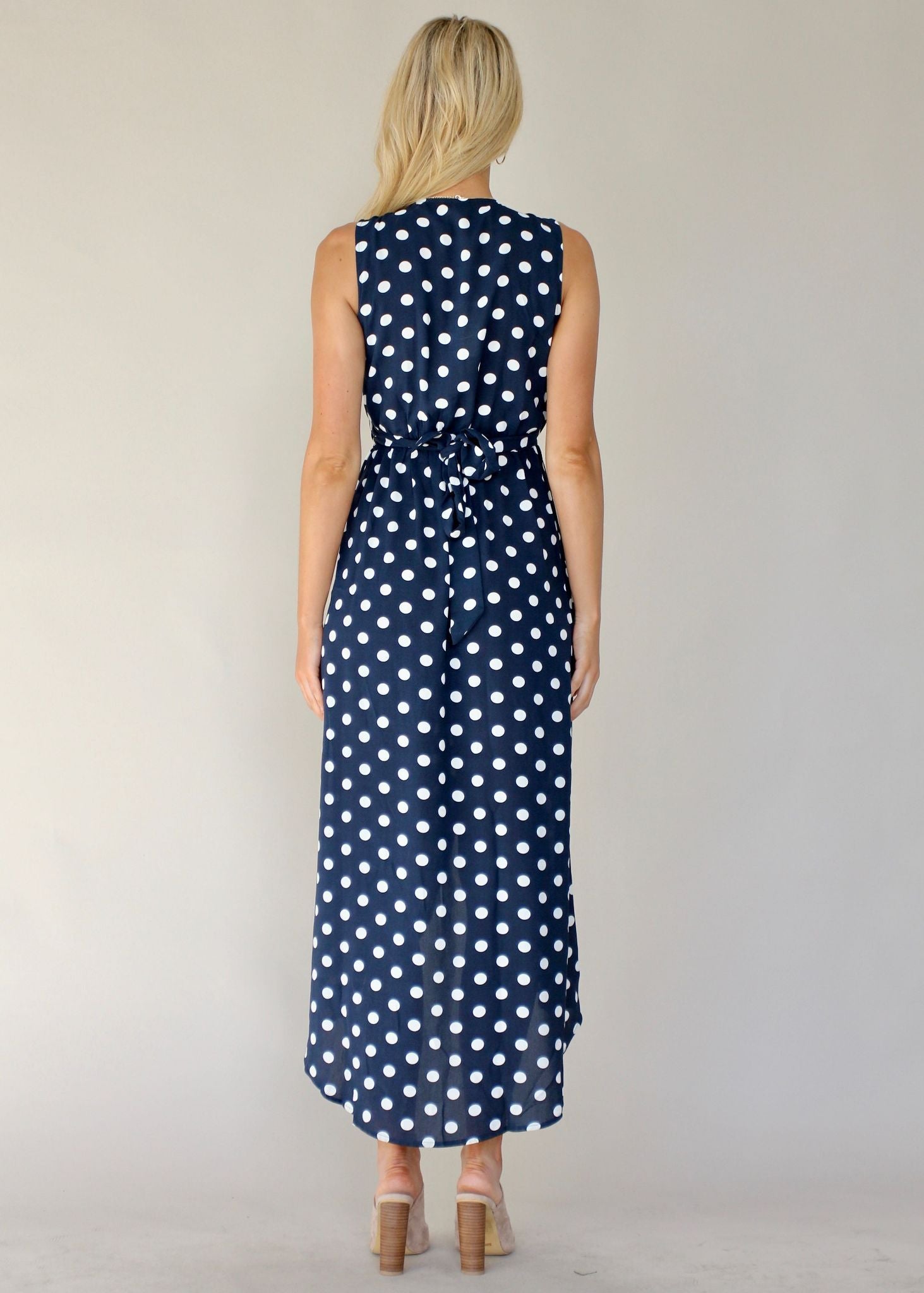 Toscana Midi Dress - Navy Polka
