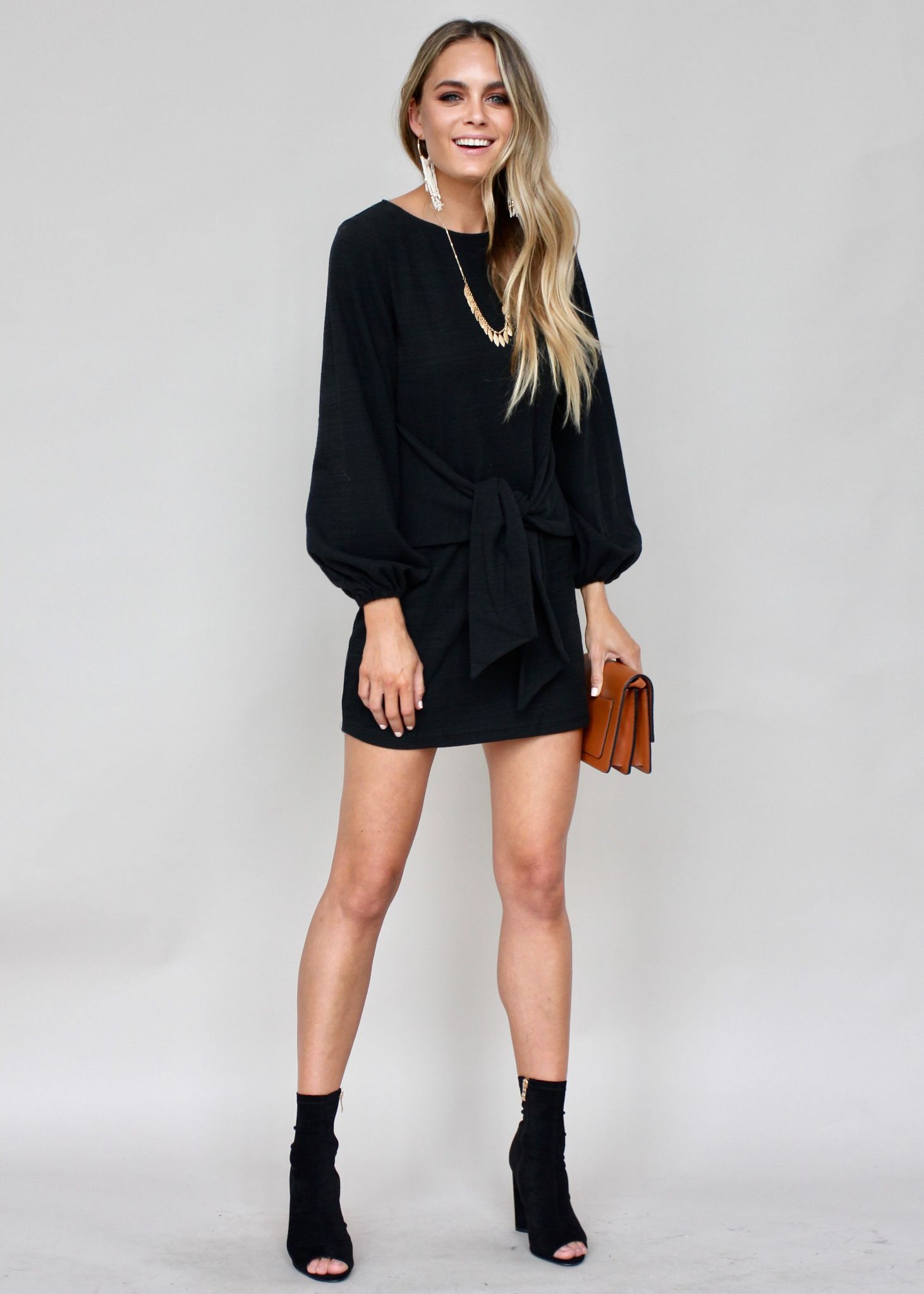 Flashing Lights Knit Dress - Black