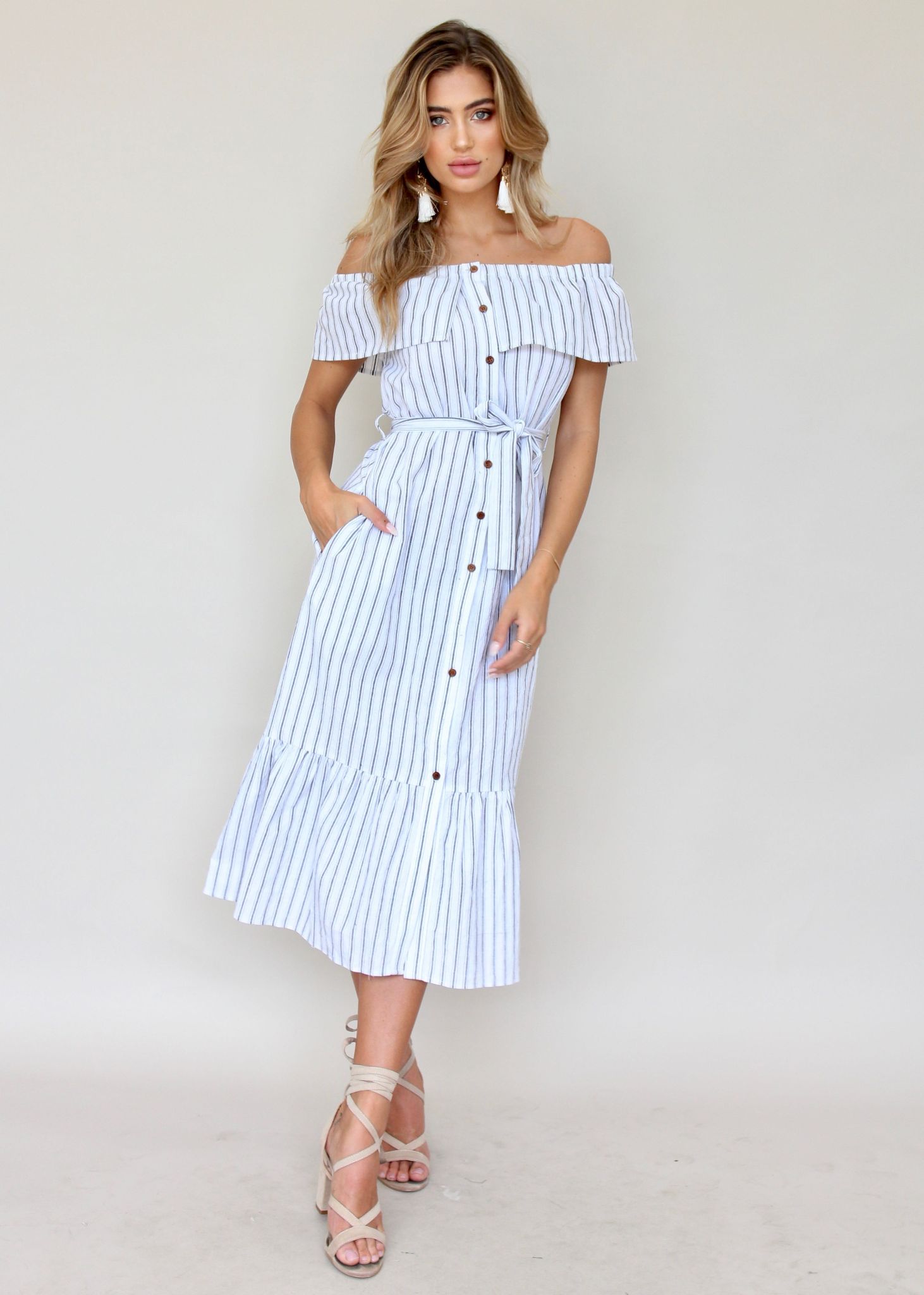 Precious Moments Strapless Midi Dress - White/Black