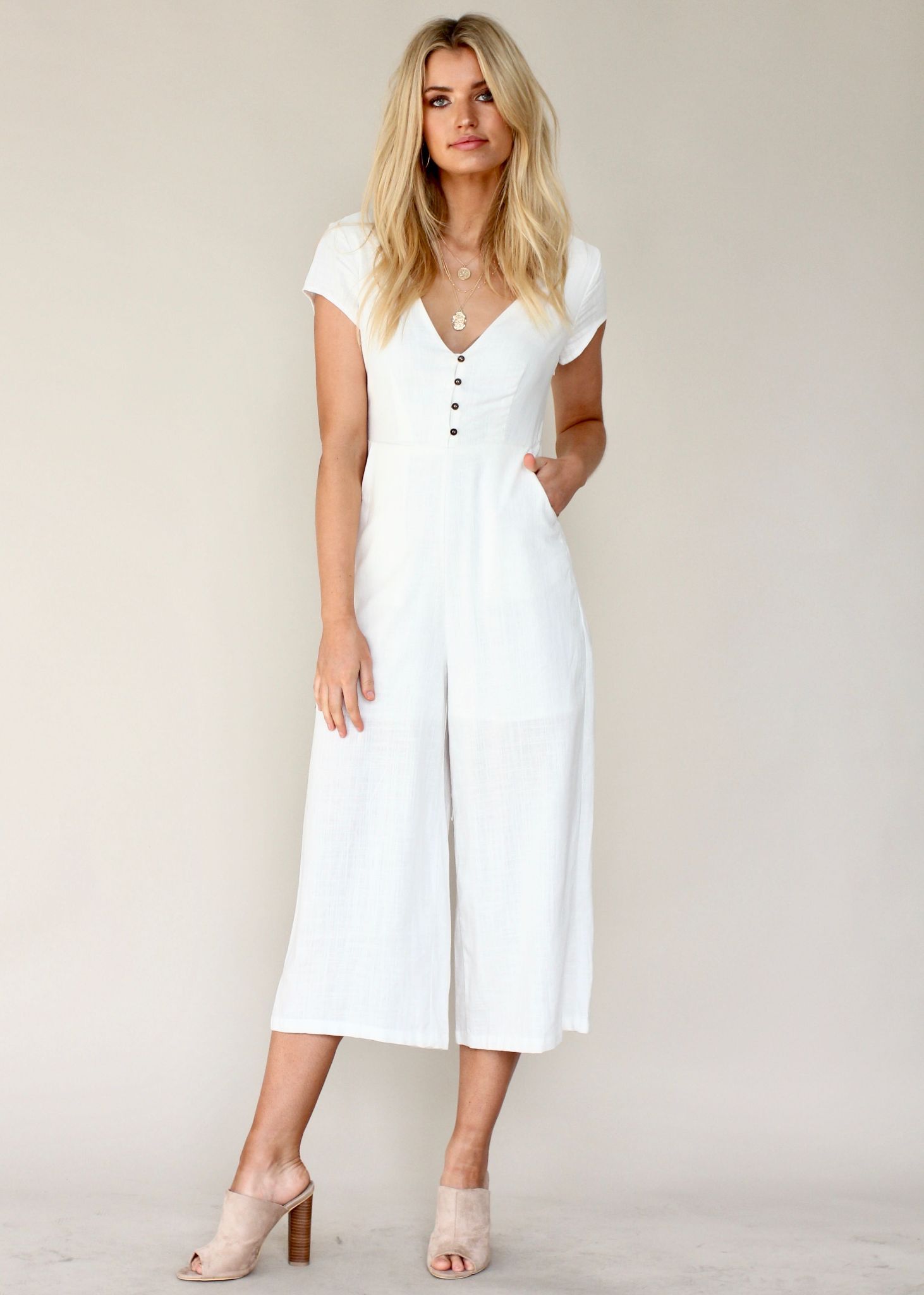 Open Skylight Pantsuit - White