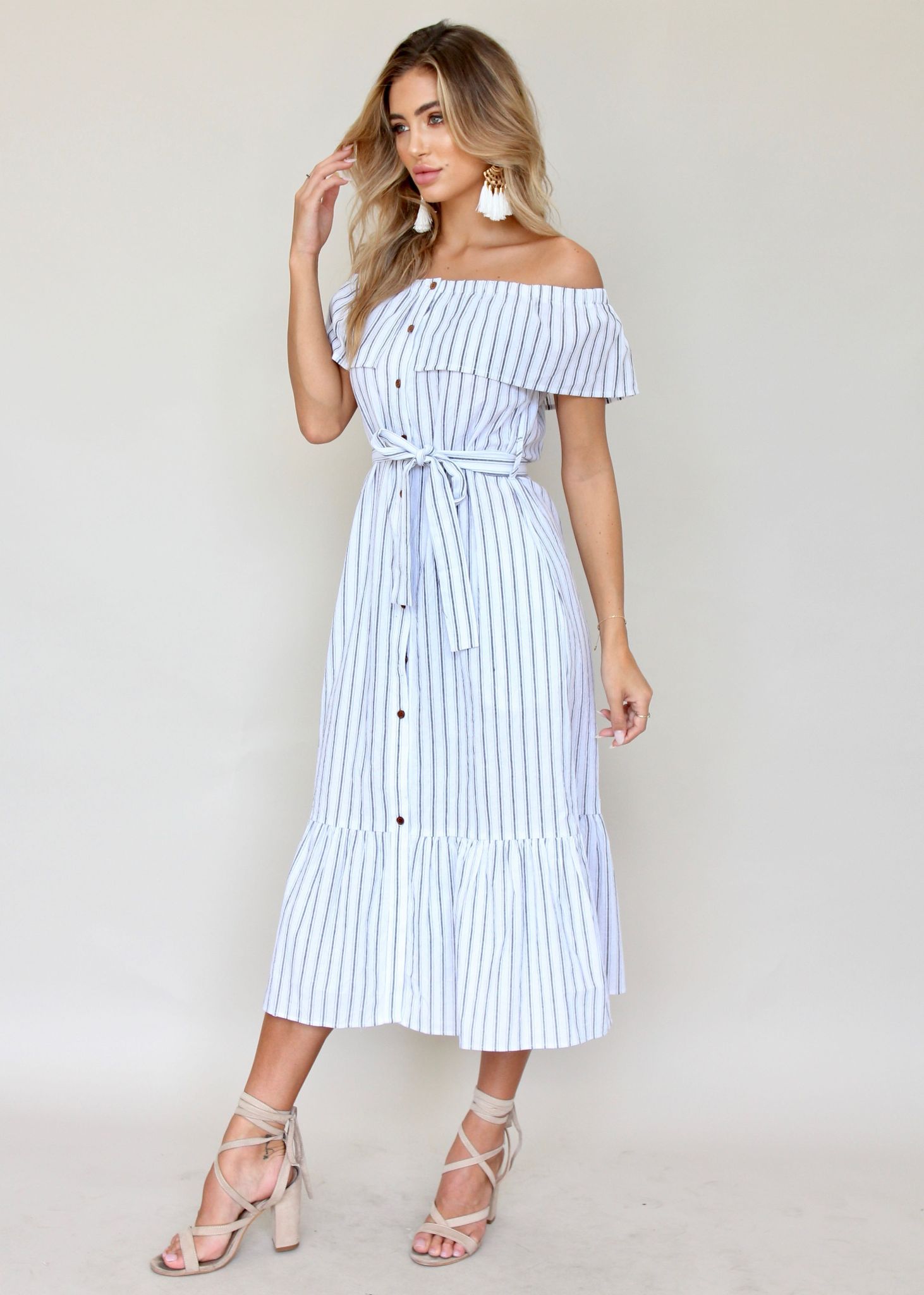 Precious Moments Strapless Midi Dress - White/Black