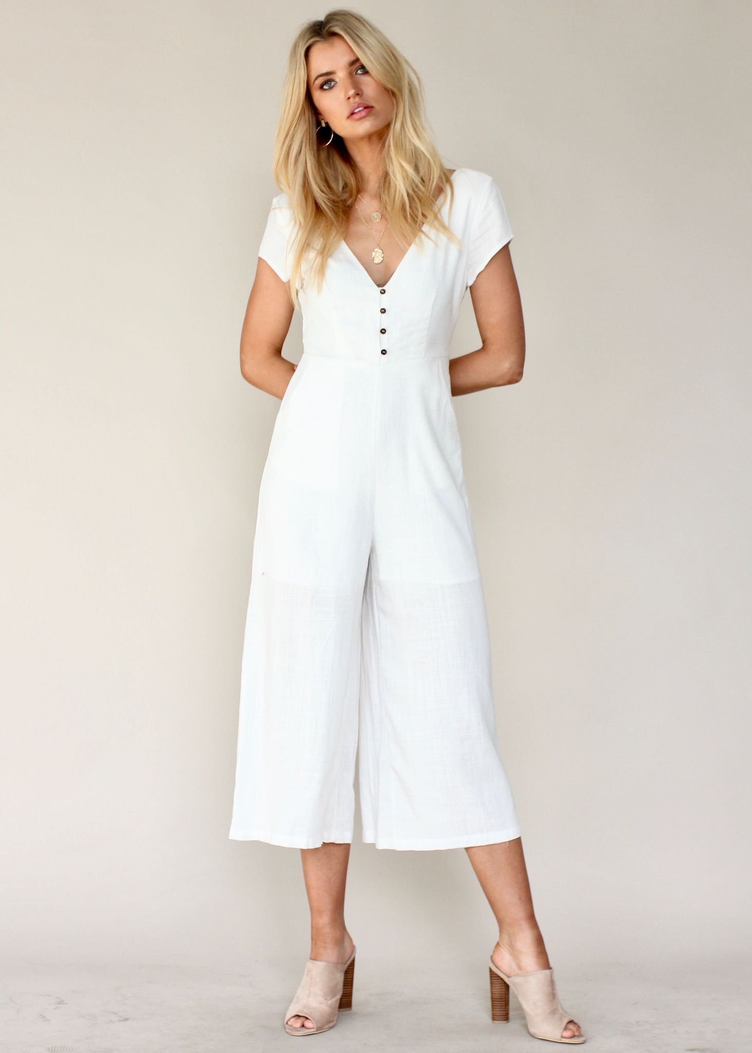 Open Skylight Pantsuit - White