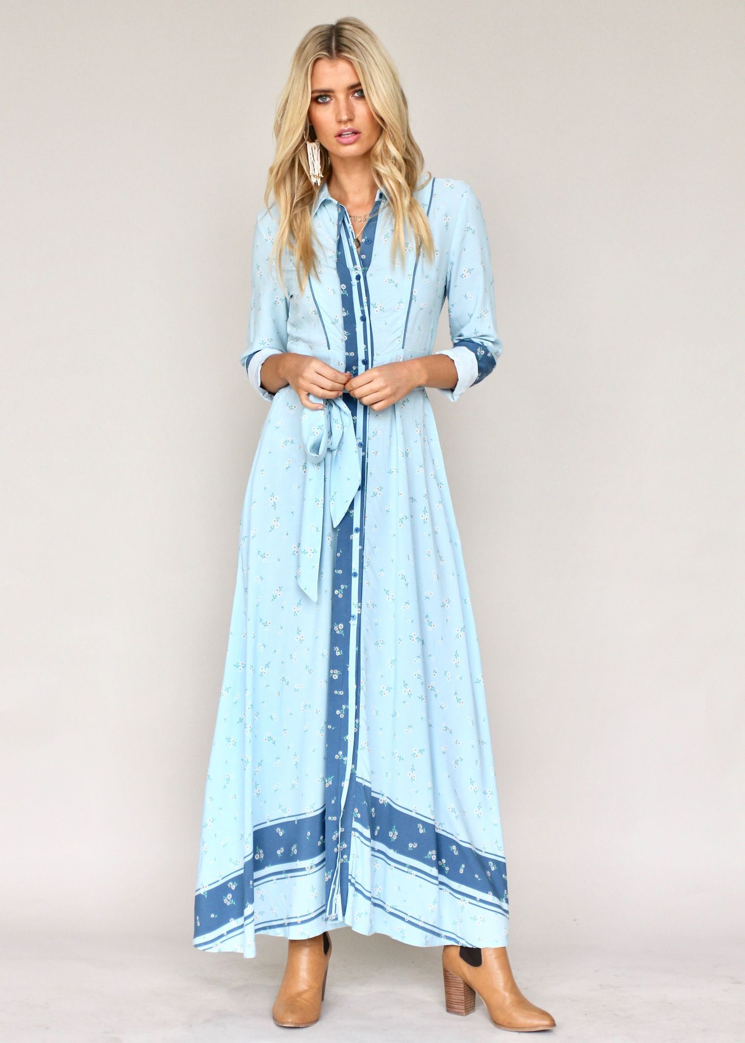 Araceli Maxi Dress w/ Tie - Buttercup