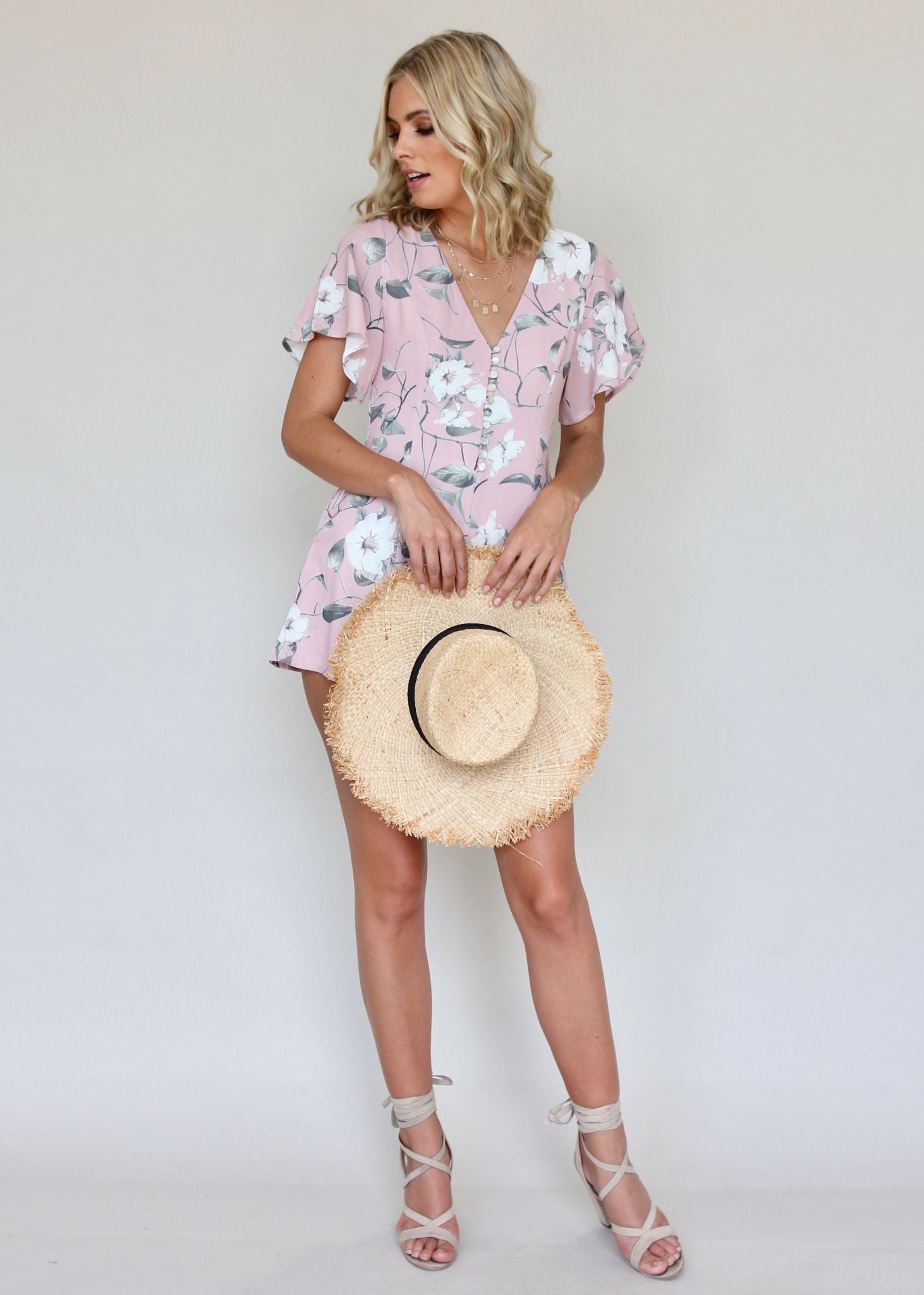 Run With Me Playsuit - Pink/White