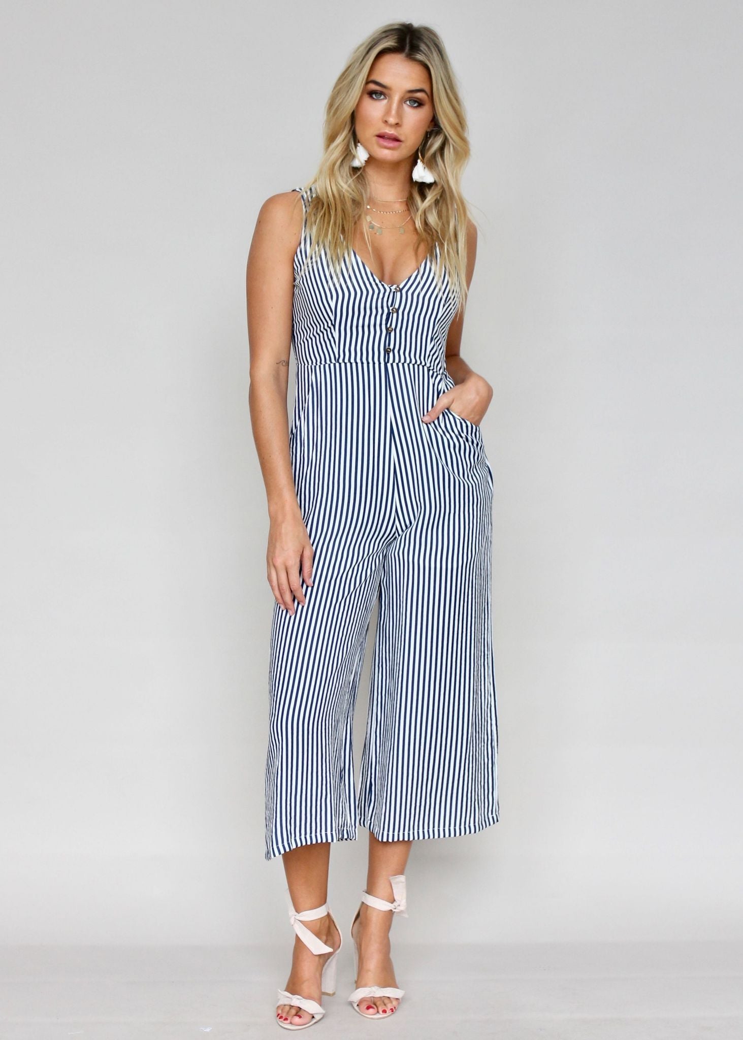 Boderie Pantsuit - Navy Stripe
