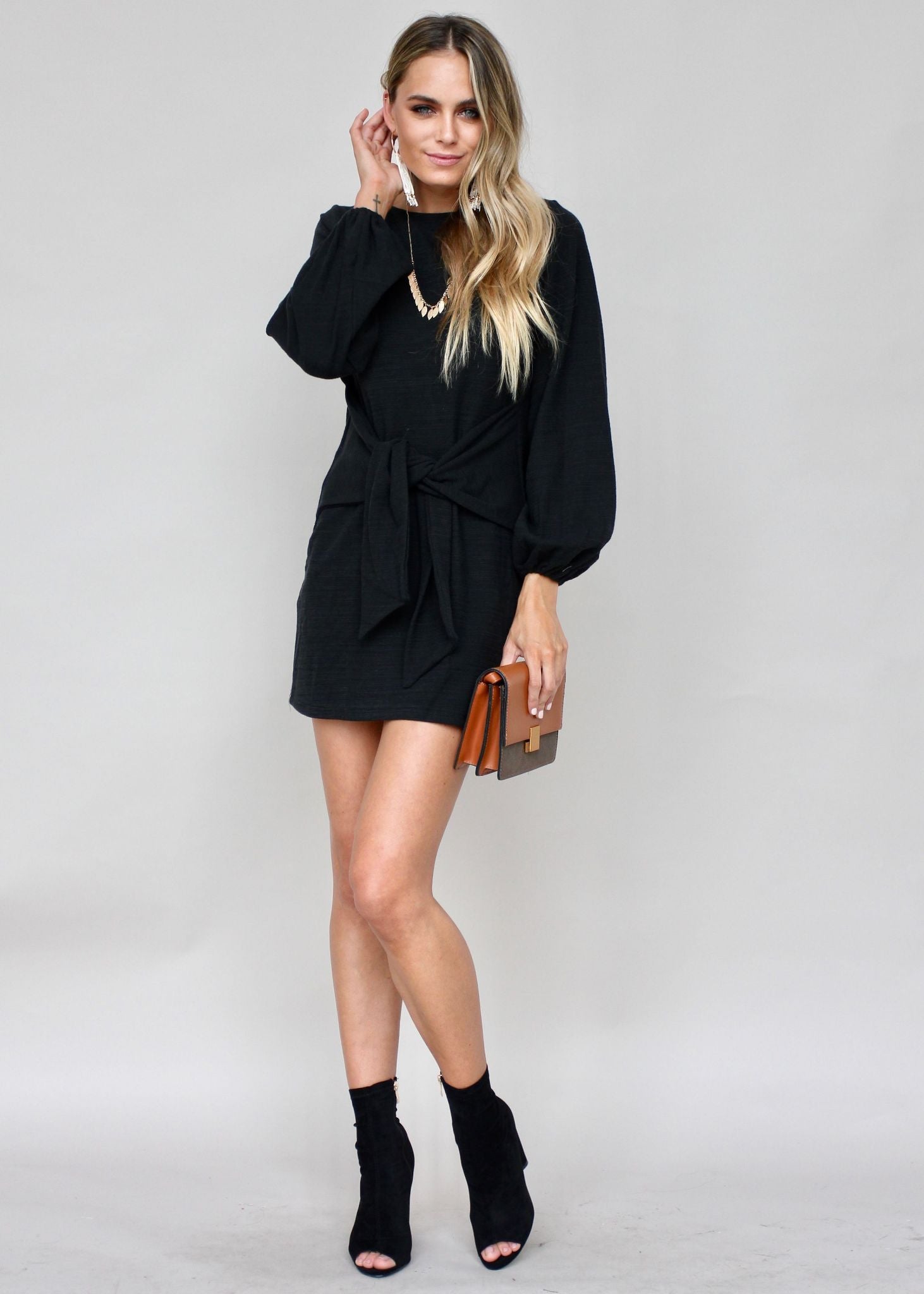 Flashing Lights Knit Dress - Black