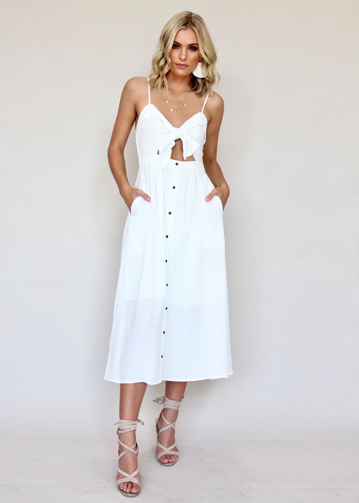 Spark The Night Midi Dress - White