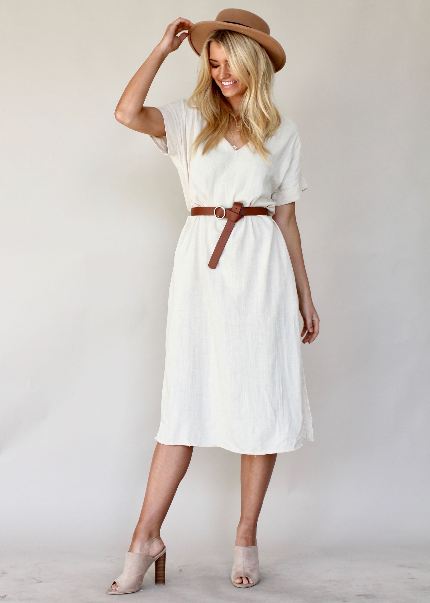 Get Right Midi Dress - Beige