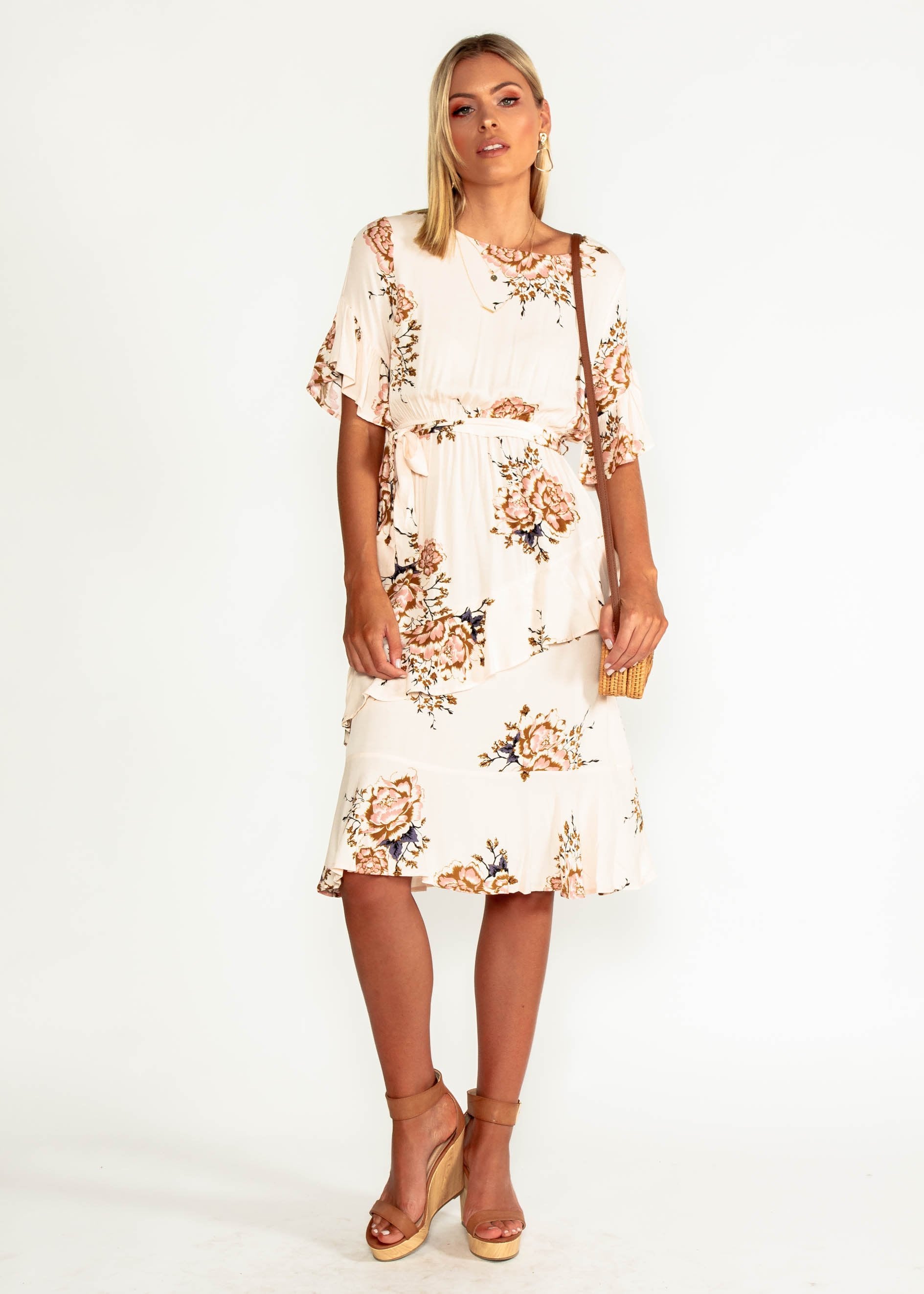 Sweet Lady Midi Dress w/ Tie - Posie