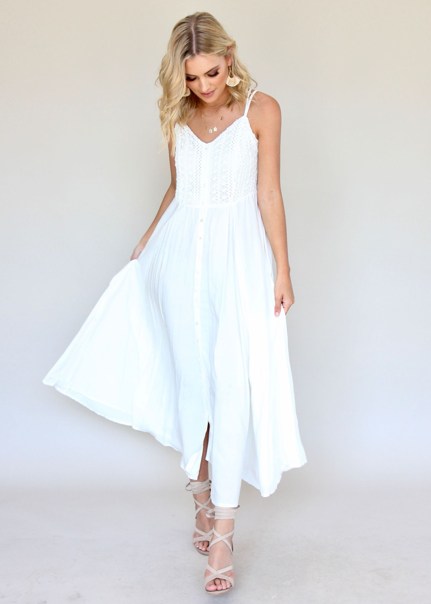 Mimi Maxi Dress - White Embroidered