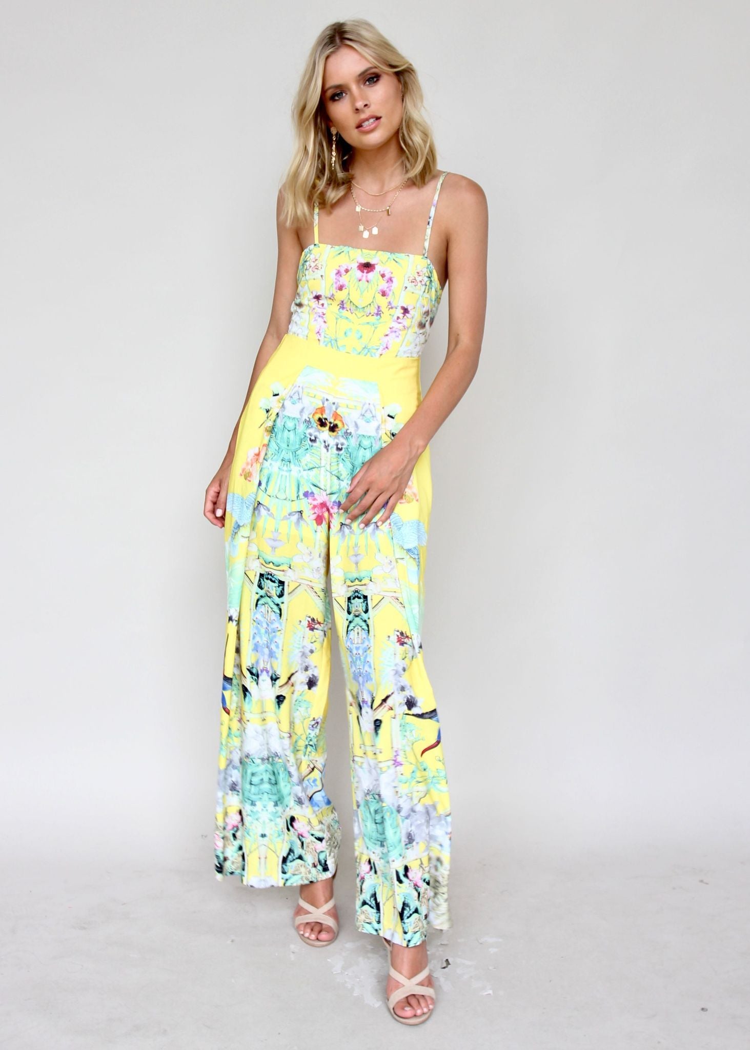 Walk On By Pantsuit - Yellow Tribal