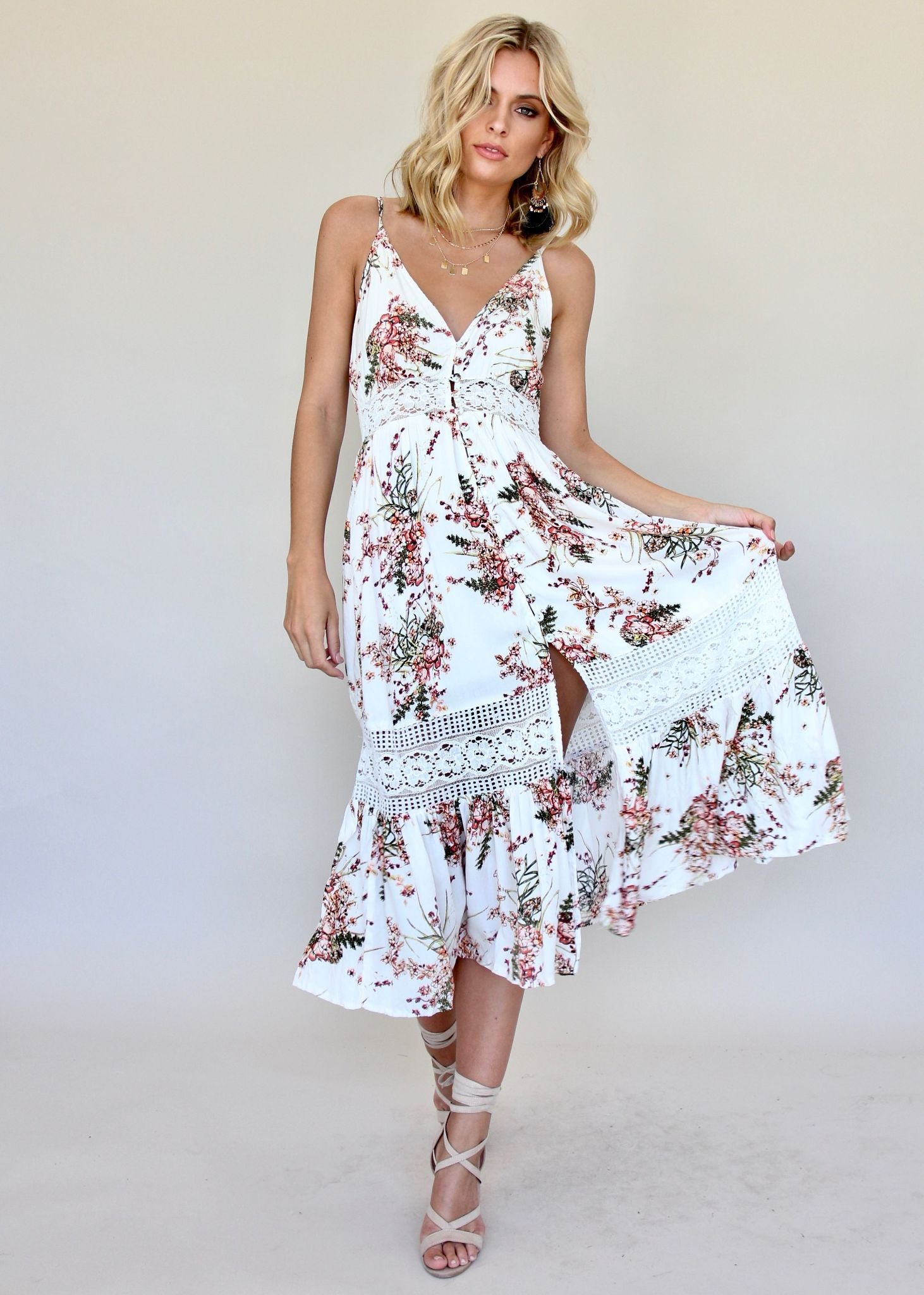 About The Weekend Midi Dress - White Splendour