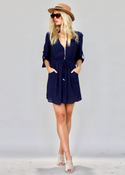 Stronger Sun Tunic Dress - Navy