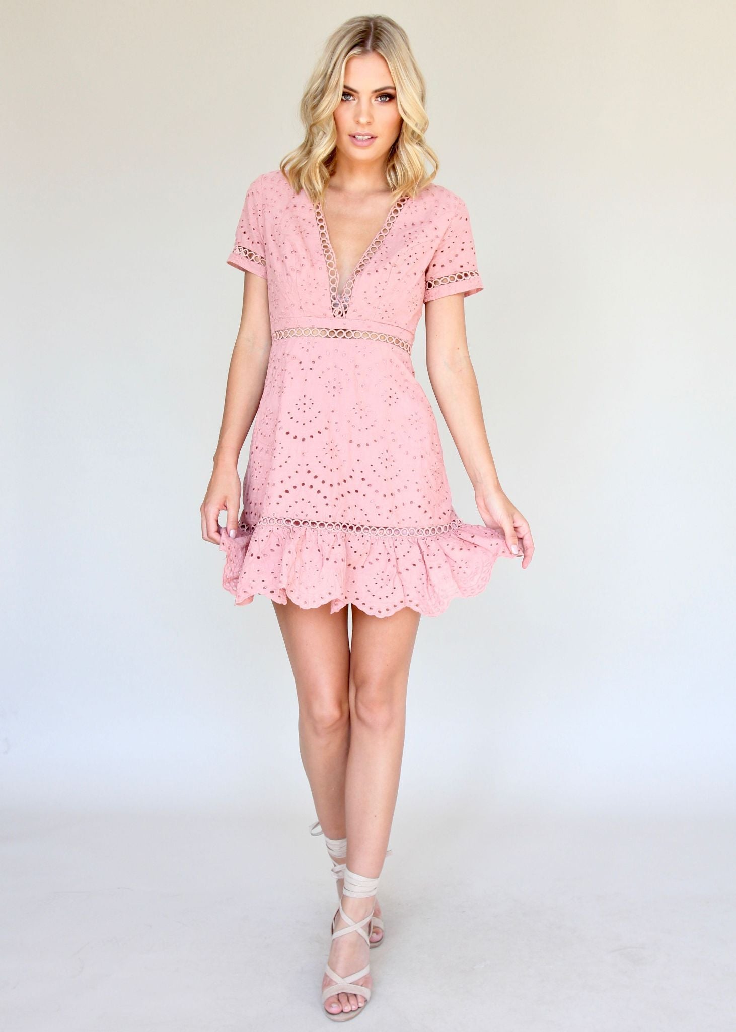 Always You Eyelet Dress - Rose