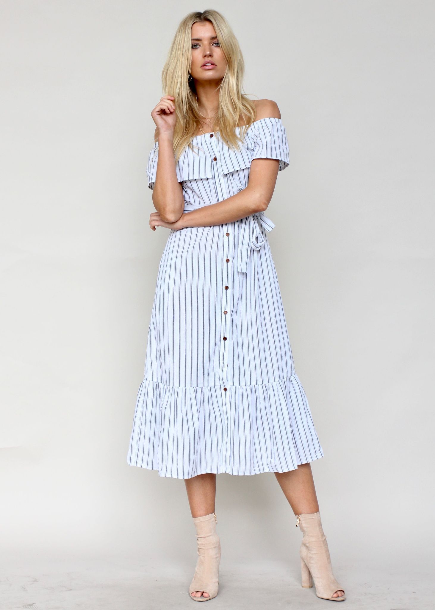 Precious Moments Strapless Midi Dress - White/Black