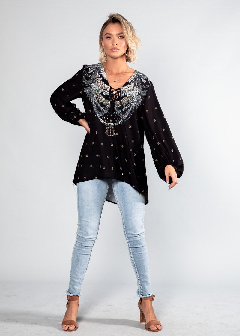 Monteverde Blouse - Black Jewel