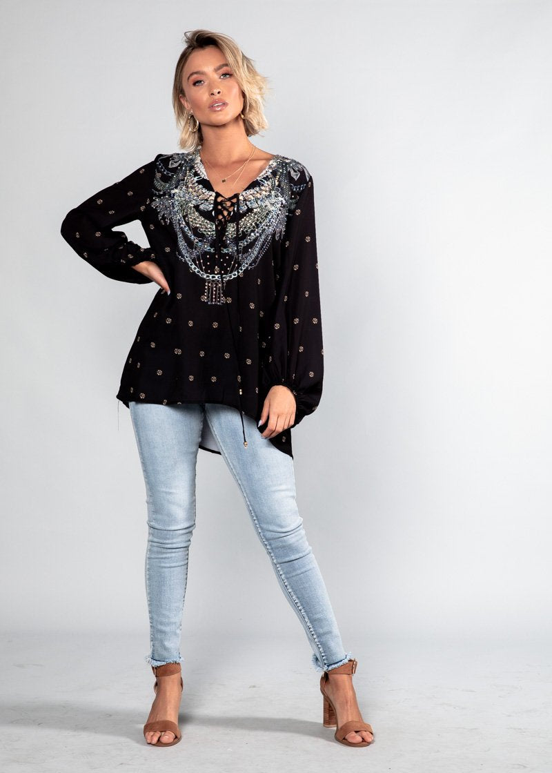 Monteverde Blouse - Black Jewel