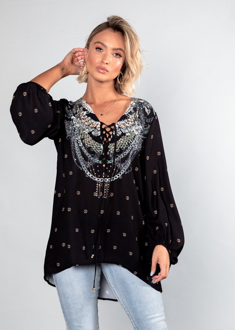 Monteverde Blouse - Black Jewel