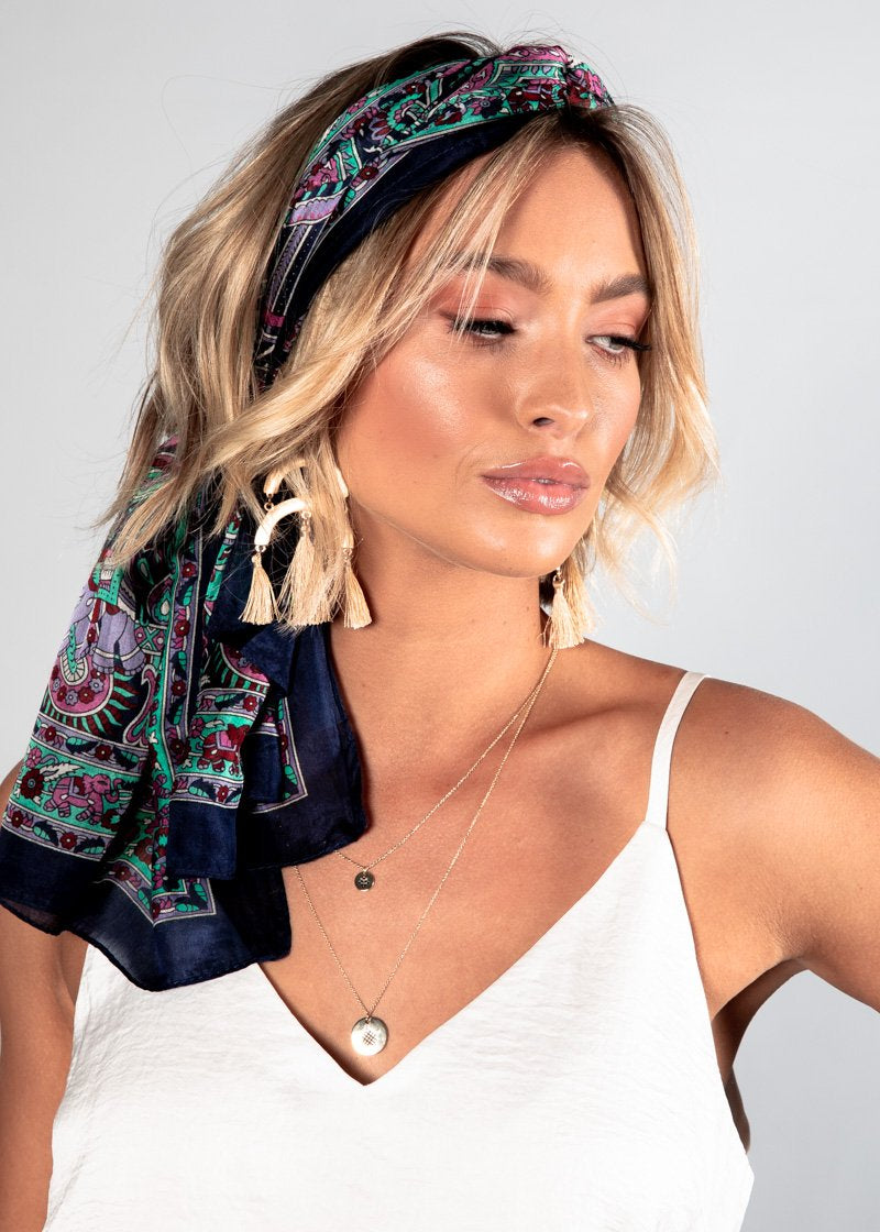 Sambar Silk Scarf - Blue/Green