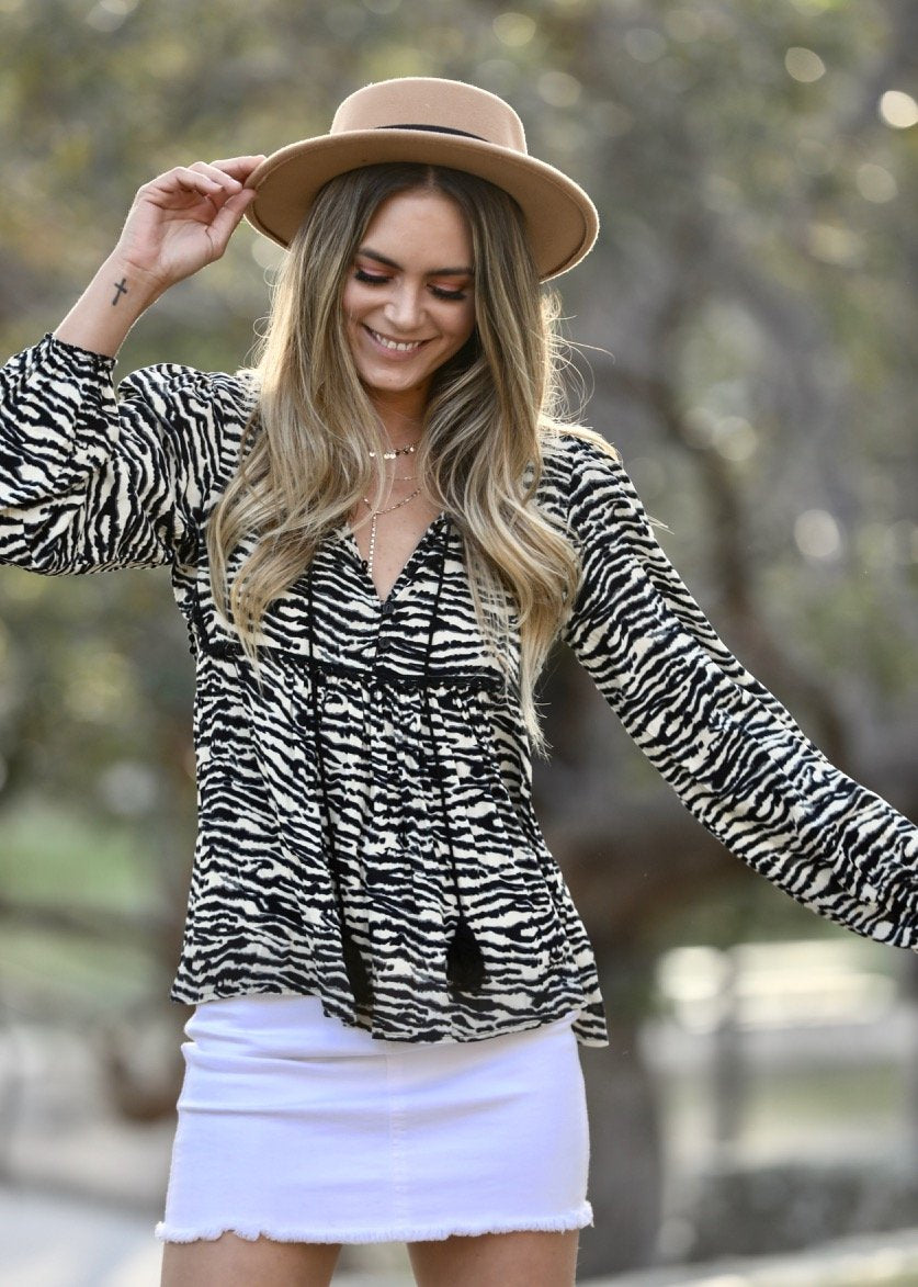 Ella Blouse - Zebra