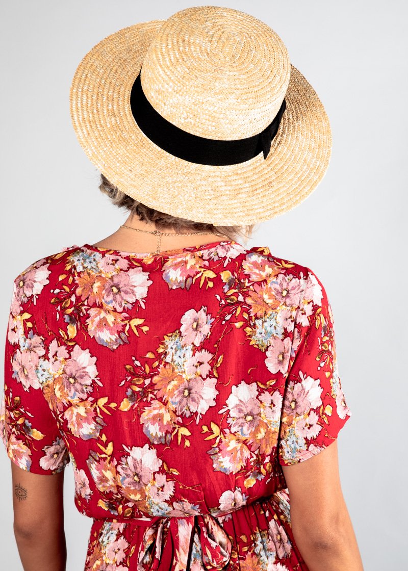 Summer Sand Straw Boater Hat - Natural