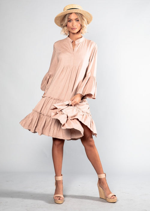 Outlier Linen Tunic Midi Dress - Blush
