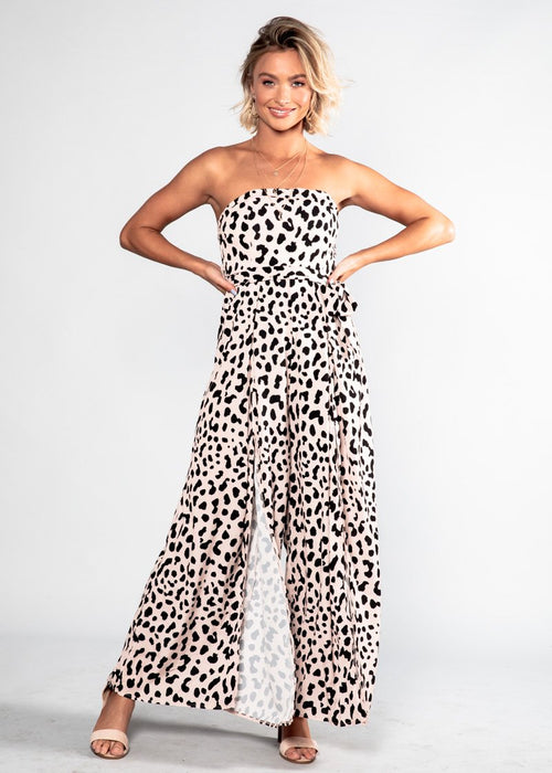 Guilt Free Strapless Pantsuit - Blush Leopard