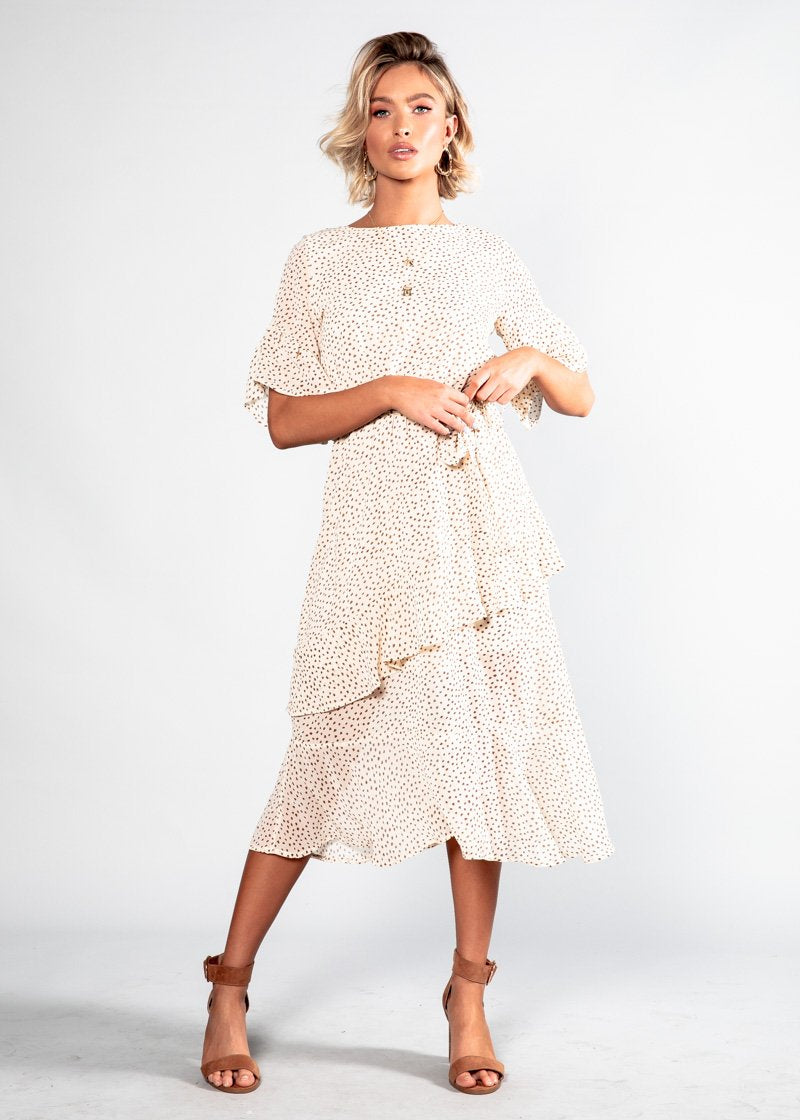 Marmont Midi Dress w/ Tie - Cream
