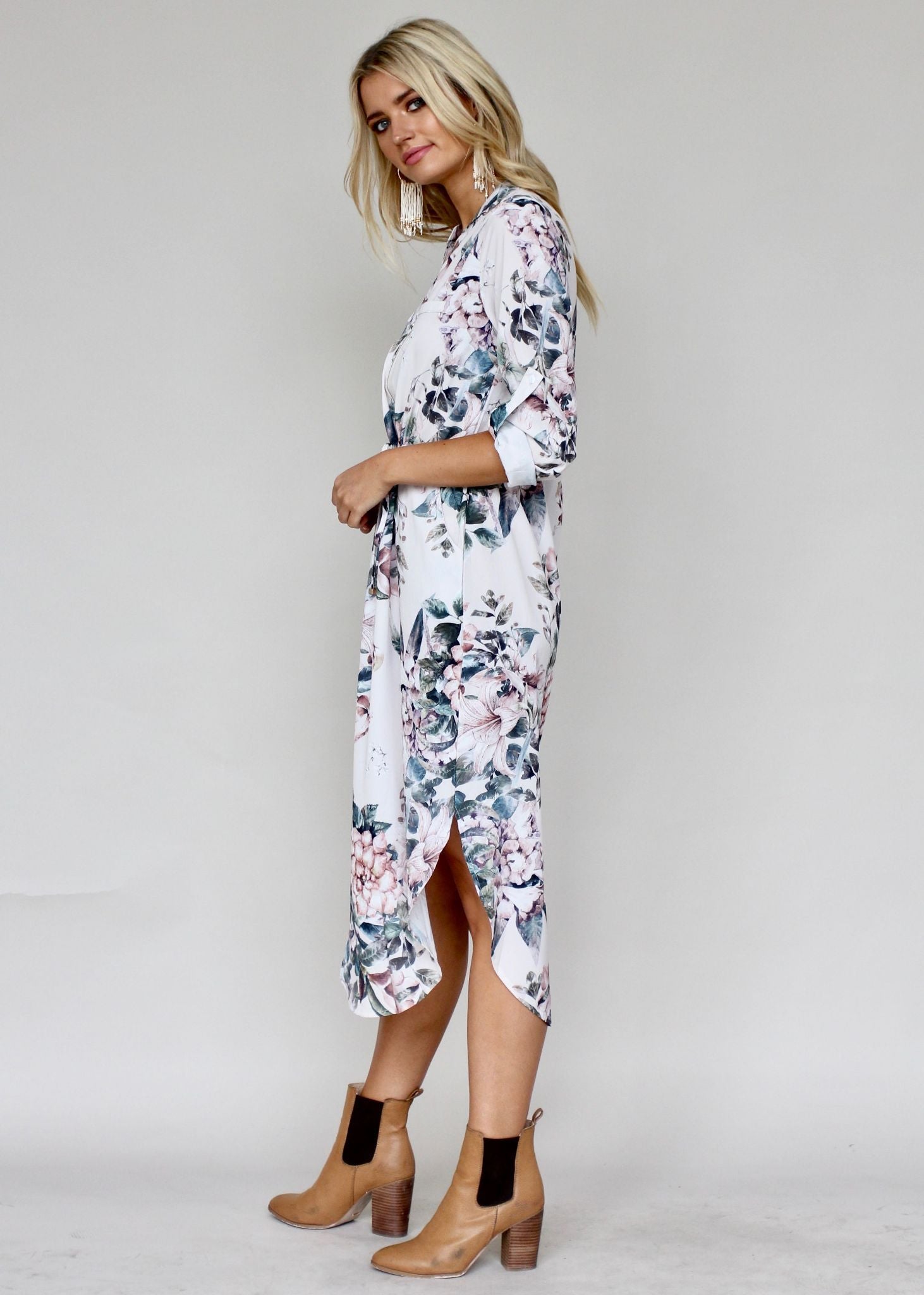 Let Me Lead Midi Dress - Blush Floral