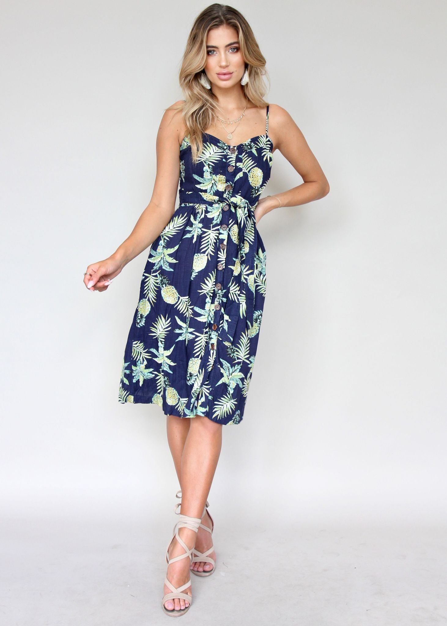 Coastal Distance Dress - Navy Tropicana