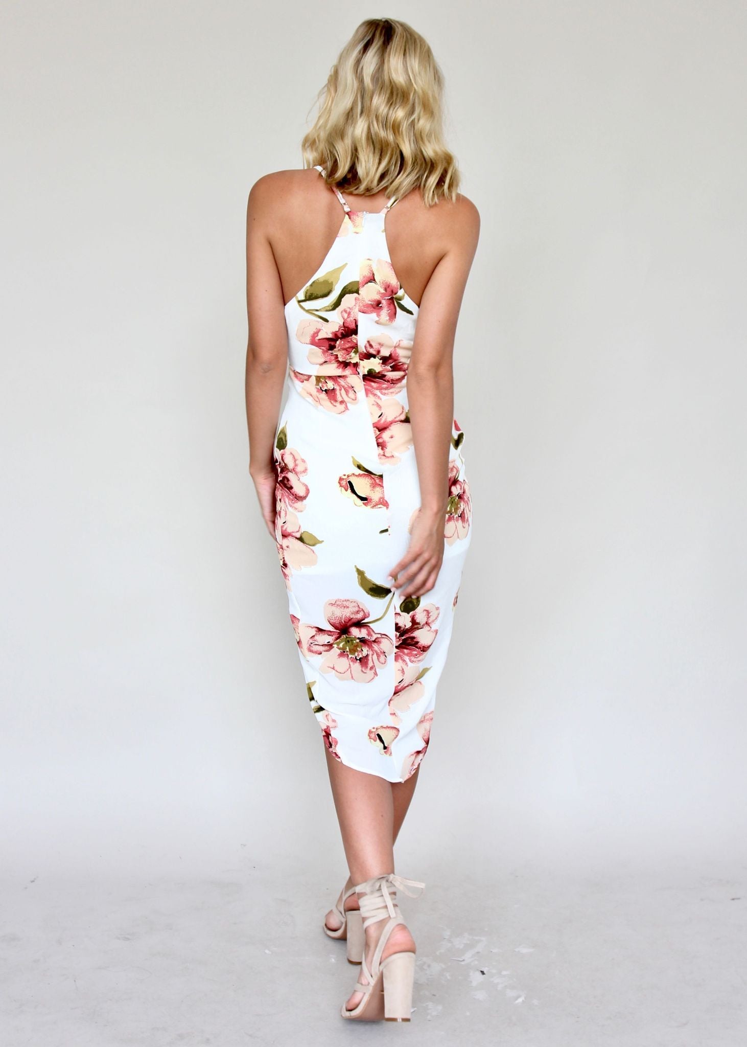 Night Romance Midi Dress - Peach Bloom