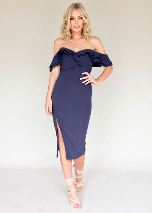 Flower Market Midi Dress - Navy