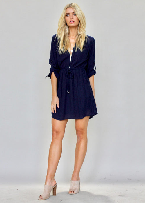 Stronger Sun Tunic Dress - Navy