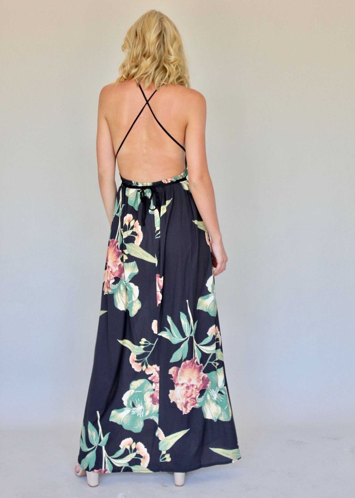 Karmen Halter Maxi Dress - Night Bloom