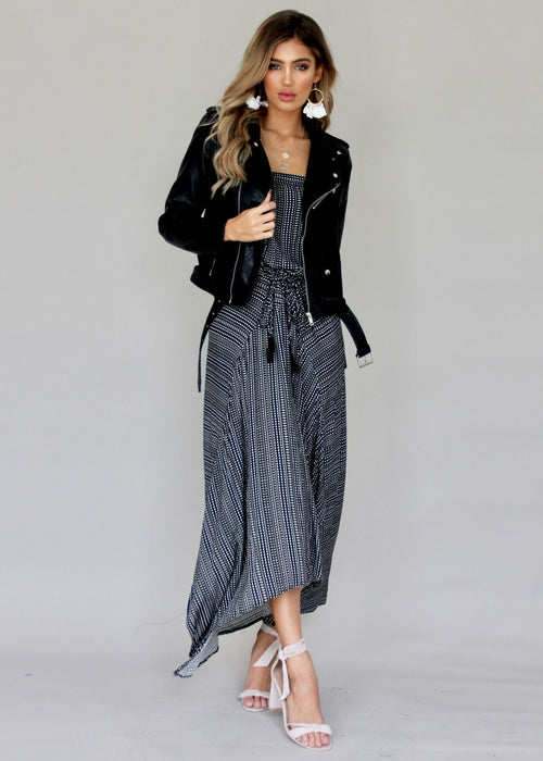 New Freedom Strapless Dress - Black Print