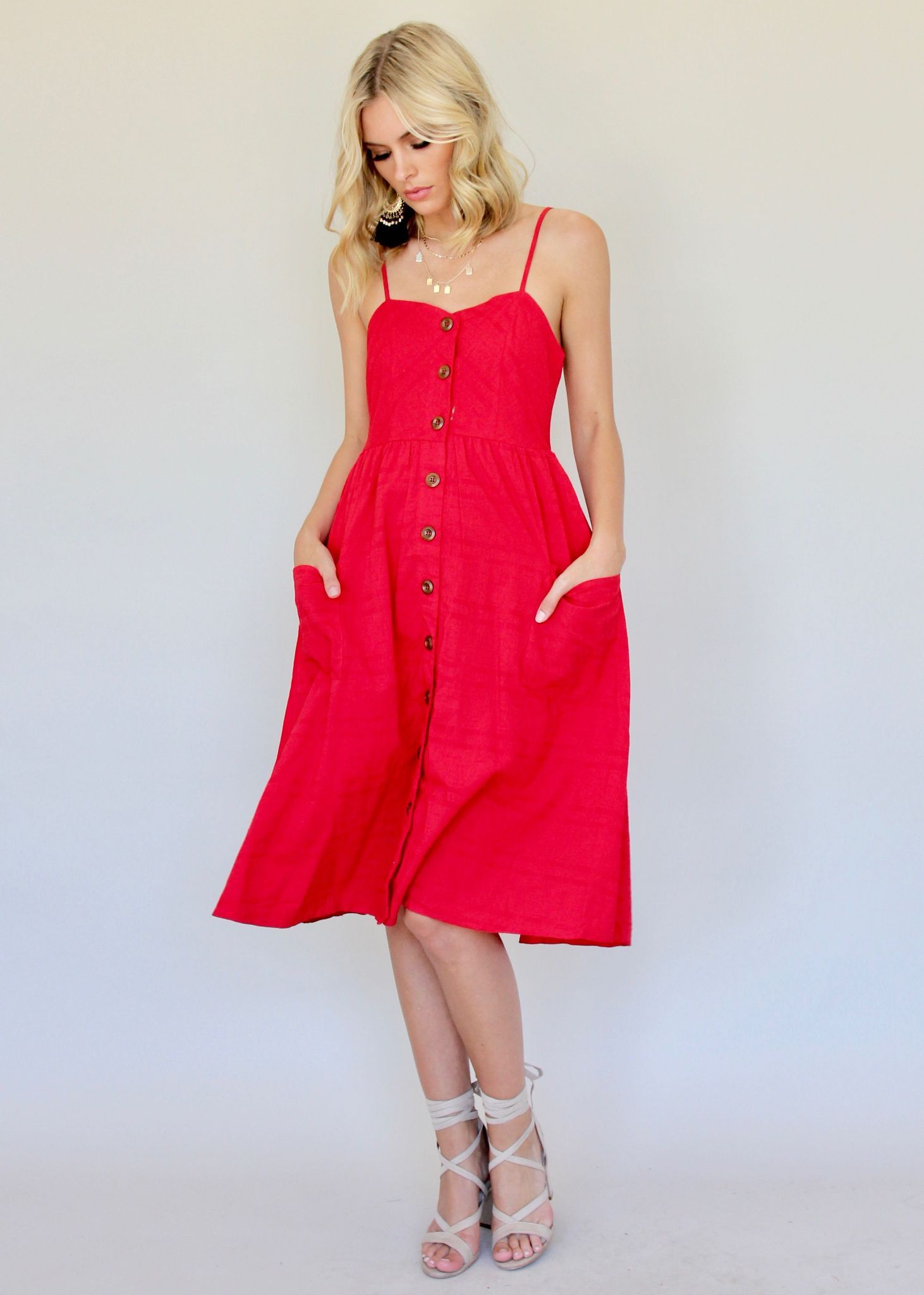 Utopia Midi Dress - Red