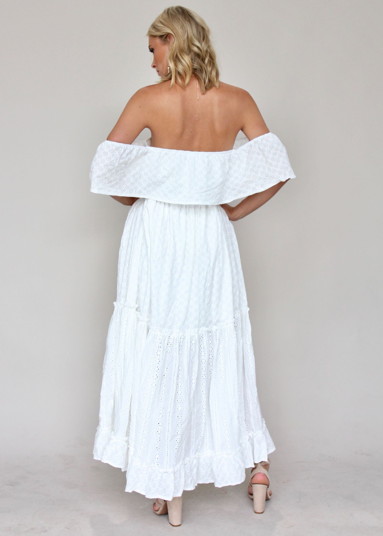Jennifer Maxi Dress - White Embroidered