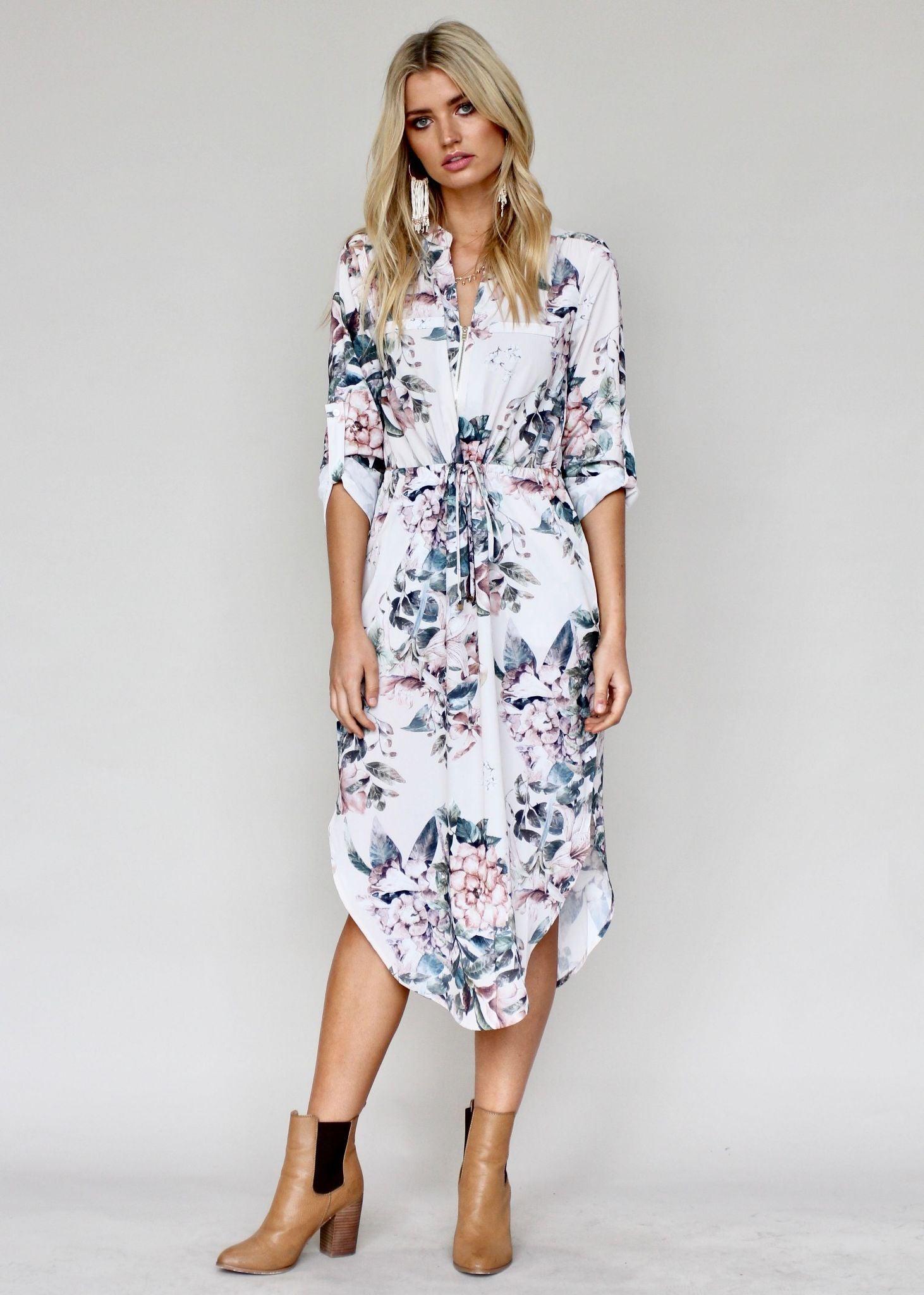 Let Me Lead Midi Dress - Blush Floral