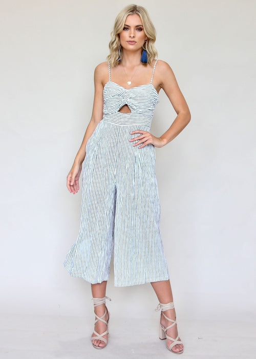 Romara Pantsuit - Navy Stripe