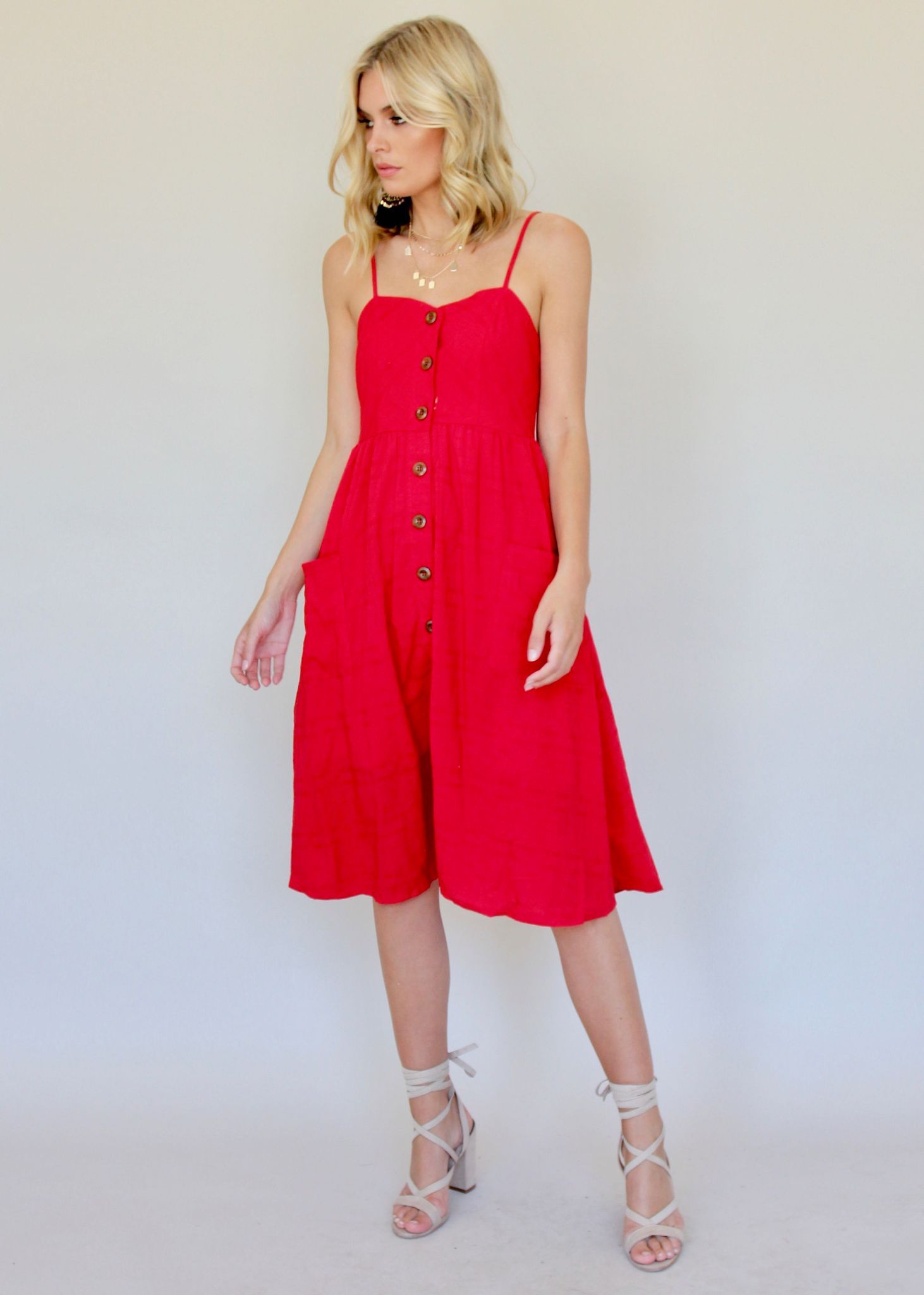 Utopia Midi Dress - Red