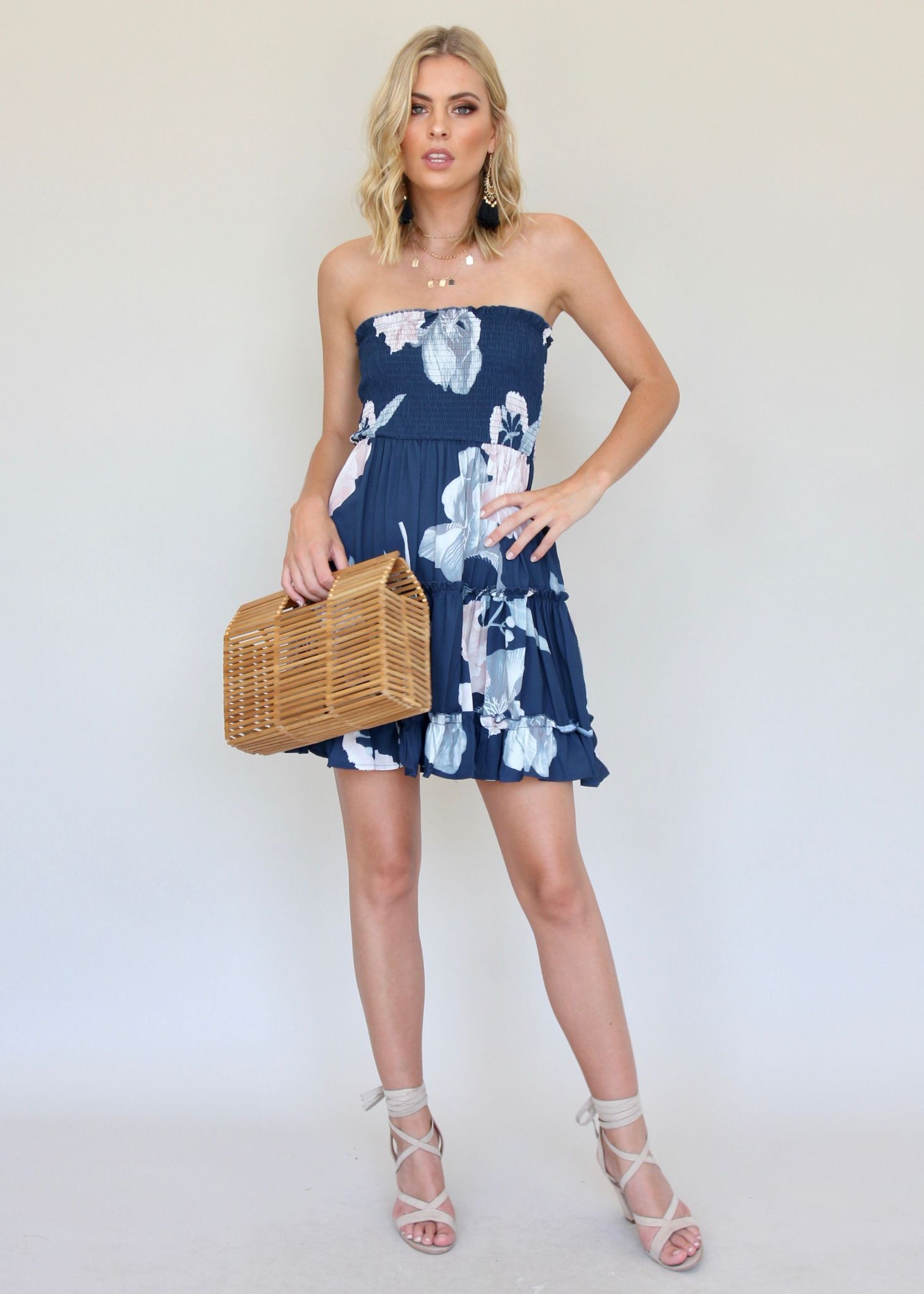 Cabana Strapless Dress - Lapis