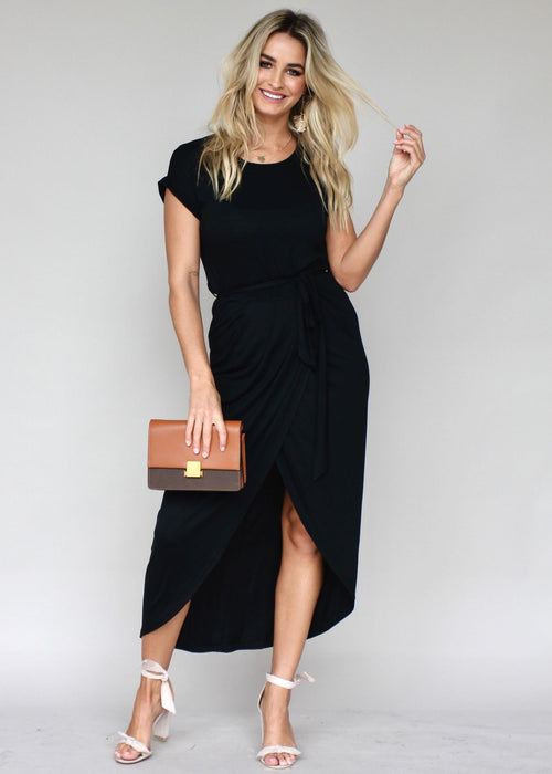 Walk This Way Jersey Midi Dress - Black